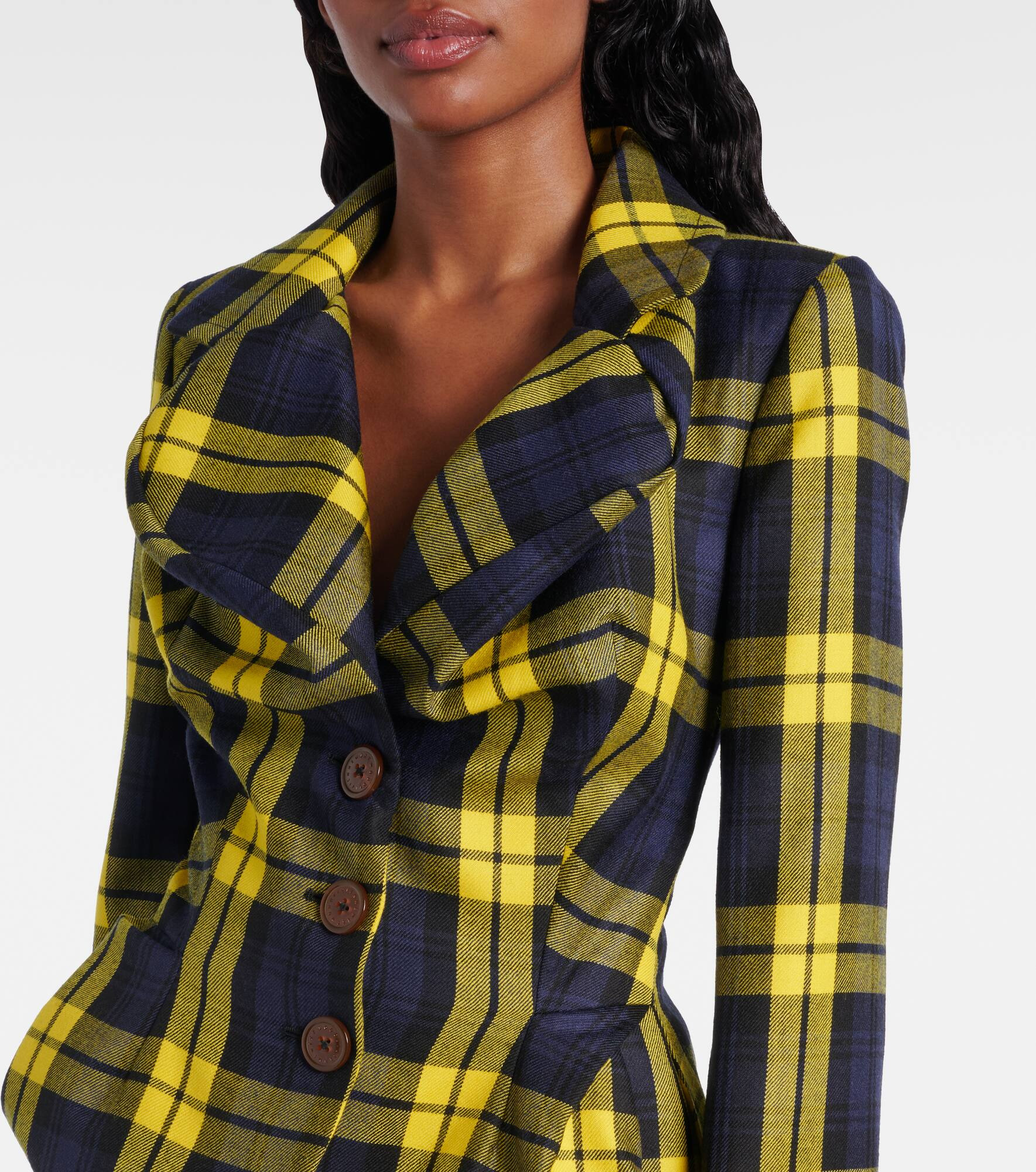 Plaid virgin wool blazer - 4