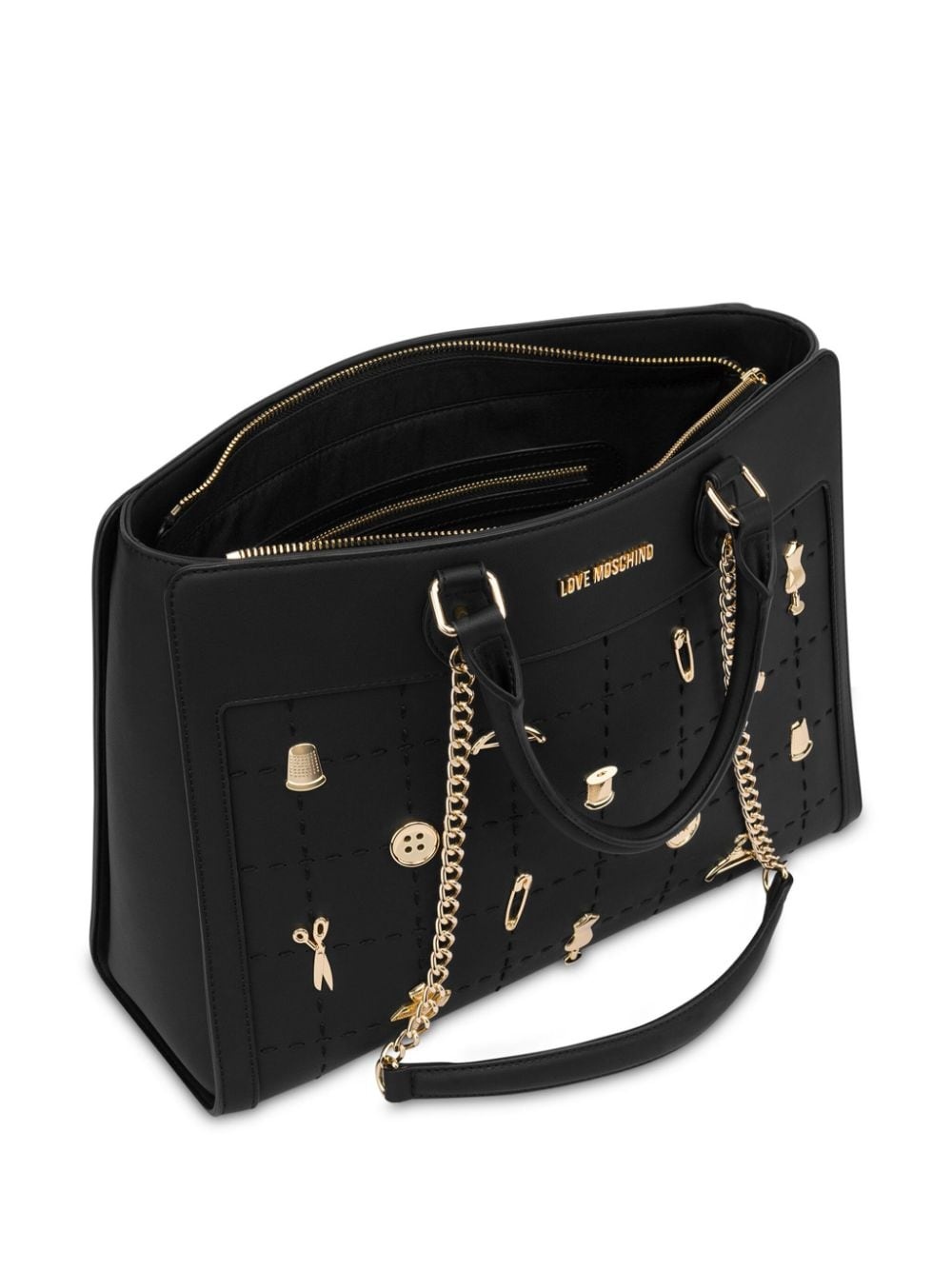 logo-lettering chain-detail tote bag - 3