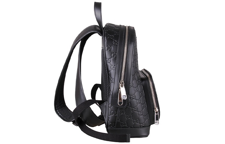 Gucci Logo Embossing Cowhide Schoolbag Backpack Black Minimalistic Classic 450967-CWCQN-1000 - 3
