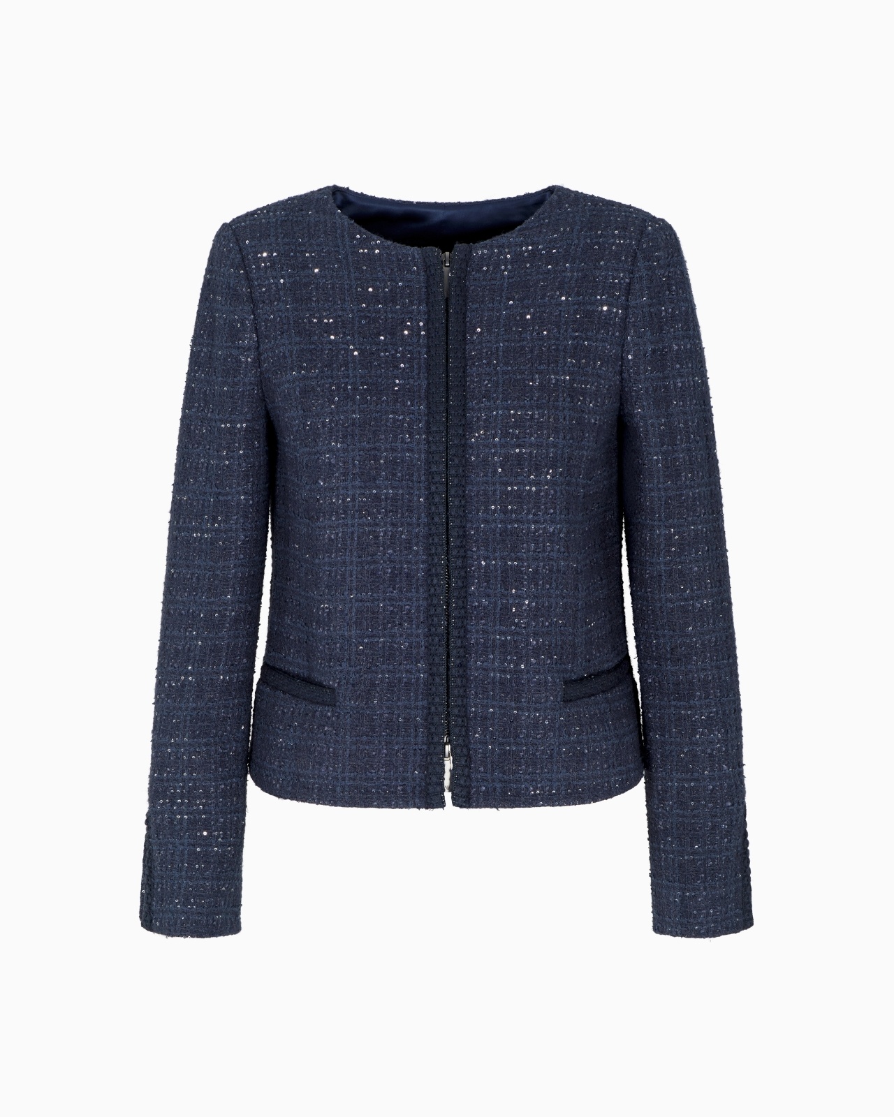 LUREX TWEED ZIP-UP JACKET WITH MICRO SEQUINS - 1