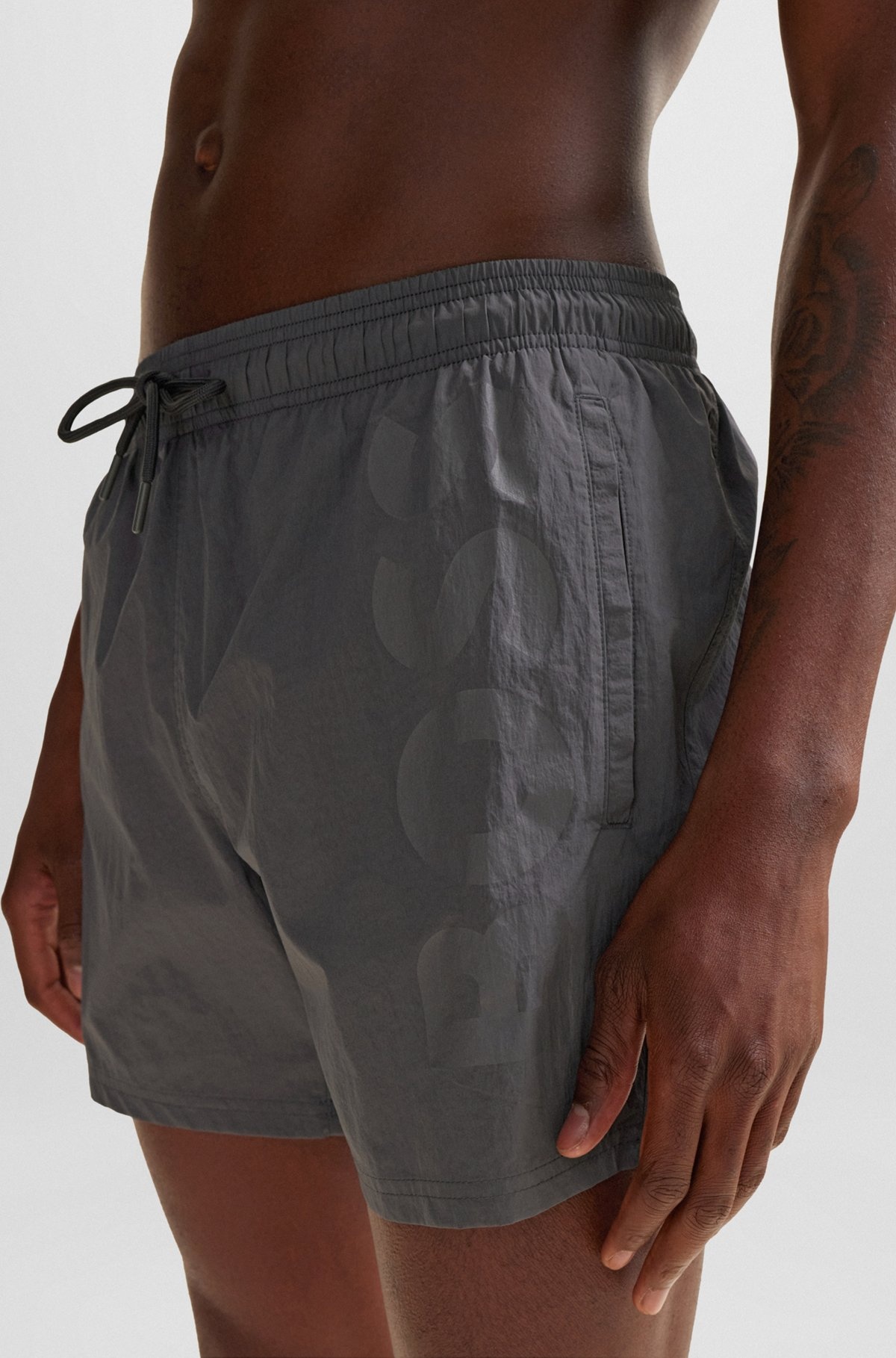 QUICK-DRY SWIM SHORTS WITH LARGE LOGO PRINT - 3