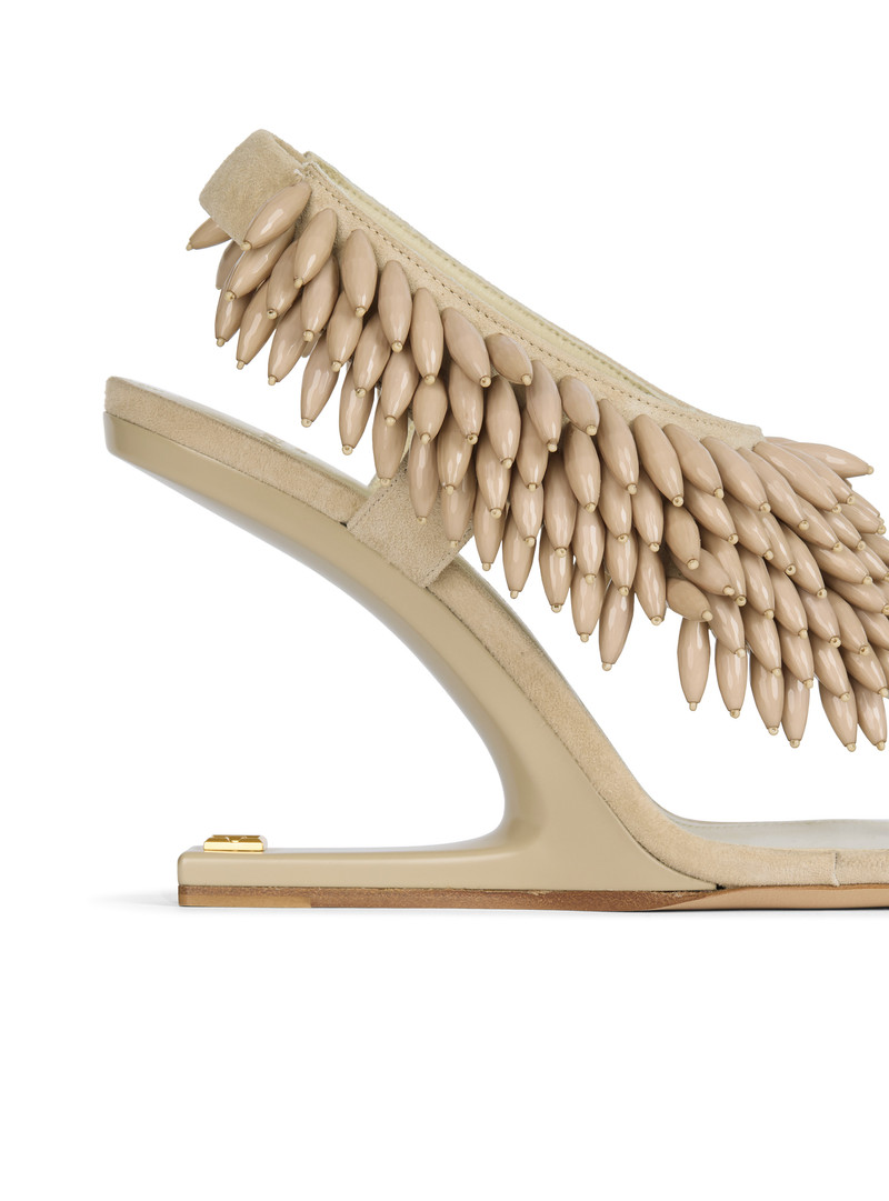 No Wedge beaded suede sandals 6