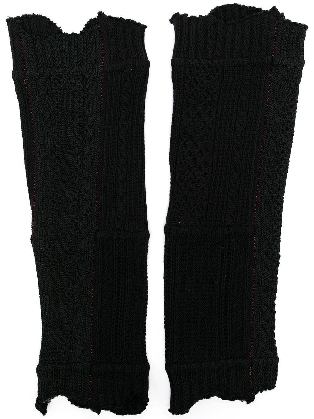 raw-edge knitted arm warmers - 1