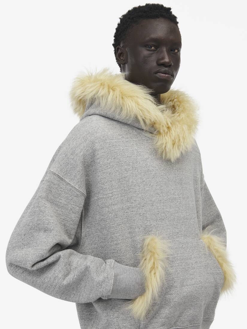 shearling Detail Hooded Sweatshirt - 5