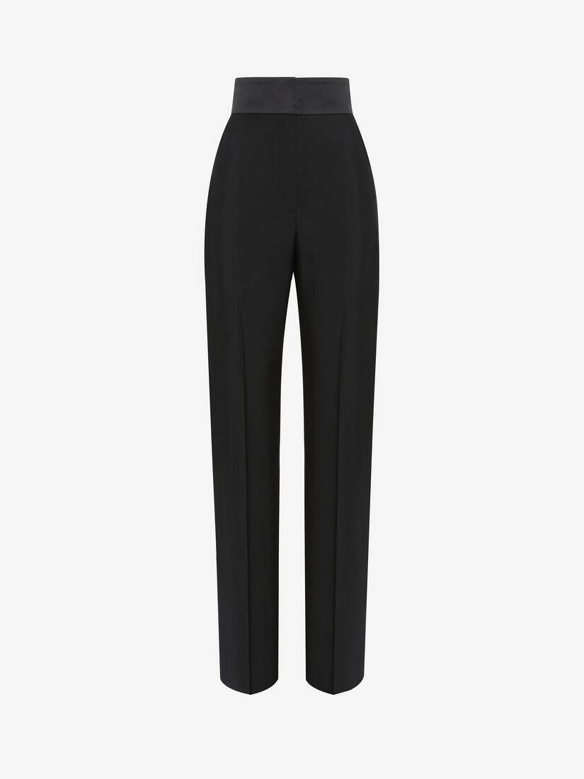 Women's High-waisted Tuxedo Trousers in Black - 1