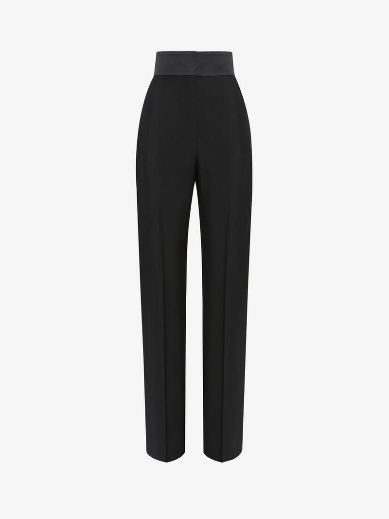 Women's High-waisted Tuxedo Trousers in Black 1