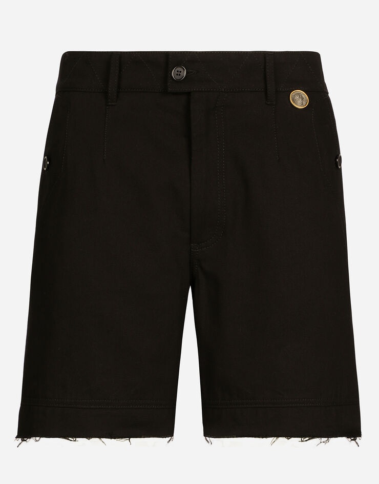 Coin detail stretch cotton twill Bermuda shorts - 1