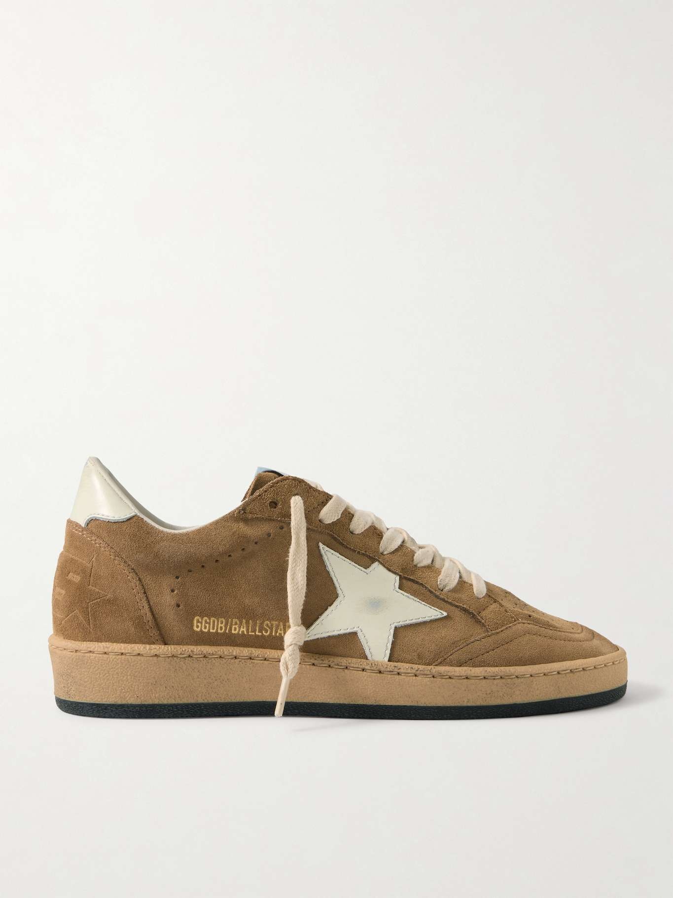 Ball Star distressed leather-trimmed suede sneakers - 1