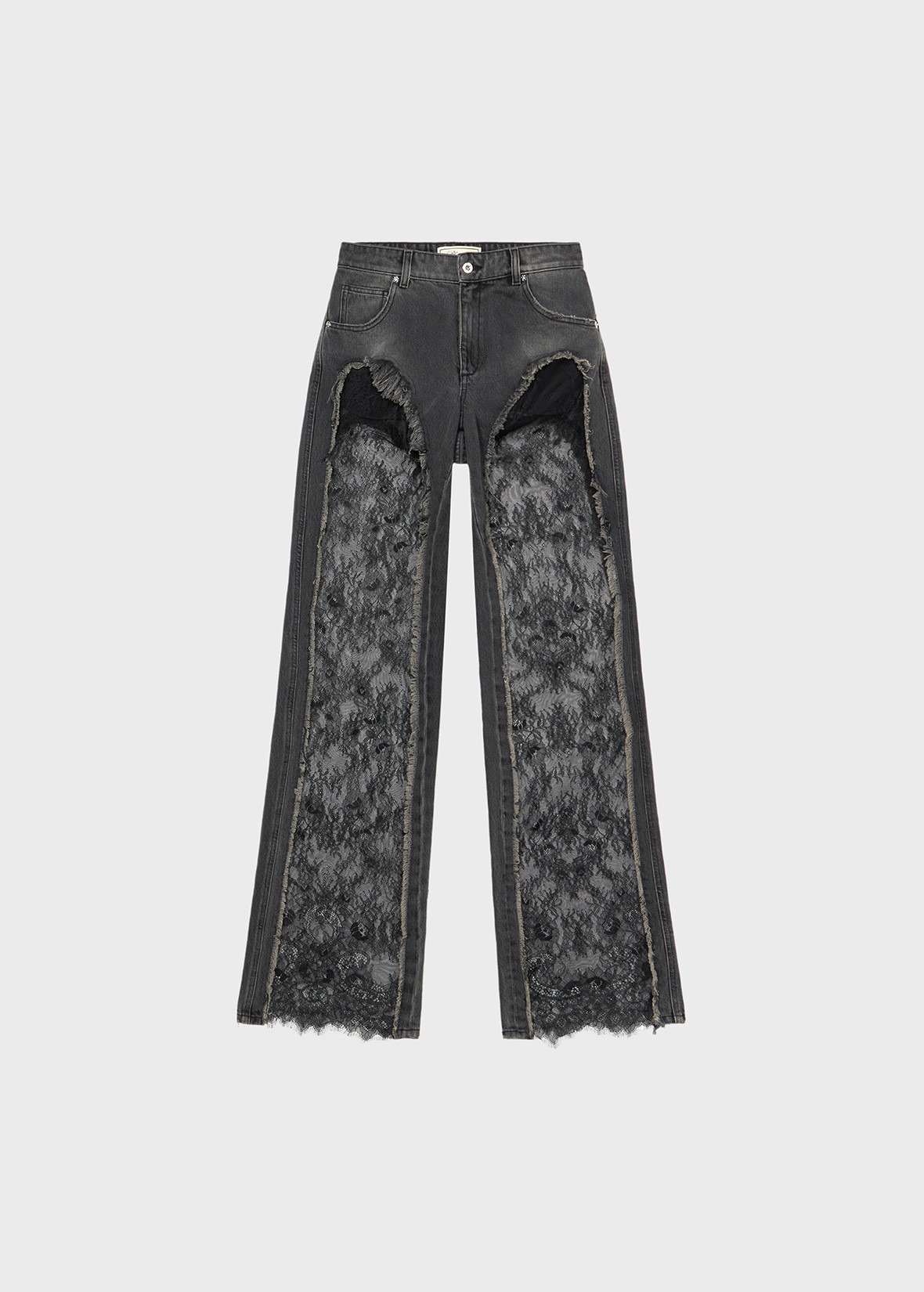BOYFRIEND JEANS WITH LACE INSERTS - 1
