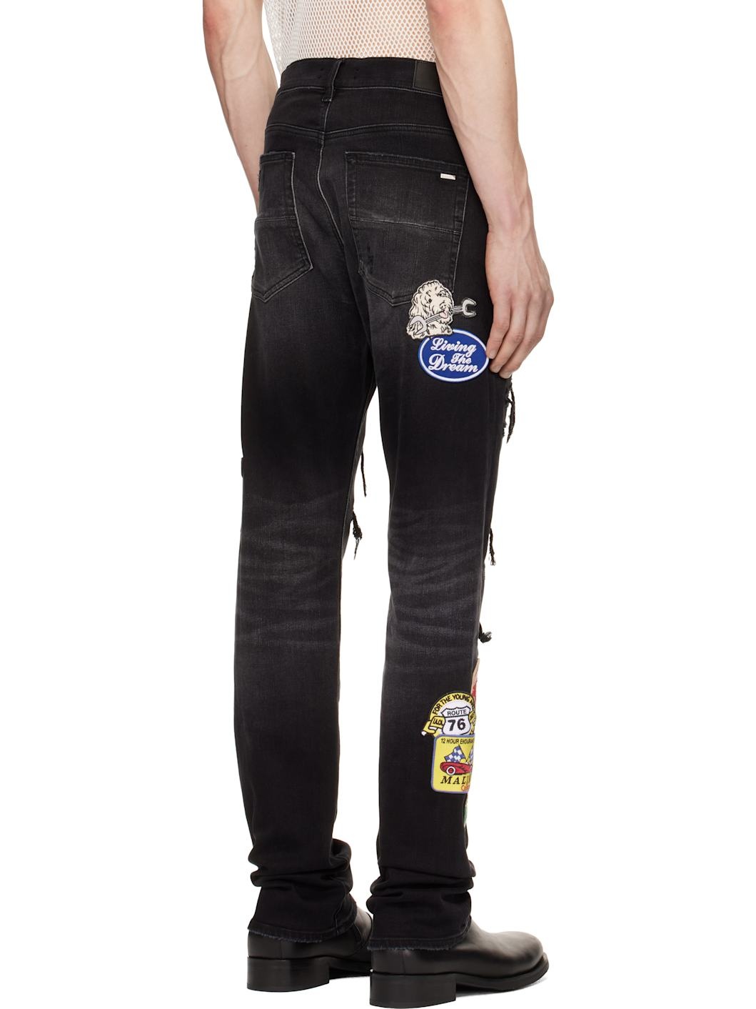 Black Station Patch Repair Slim Jeans - 3