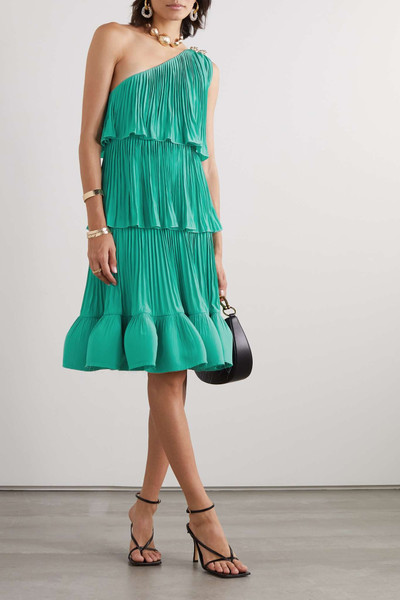 Lanvin One-shoulder tiered ruffled charmeuse mini dress outlook