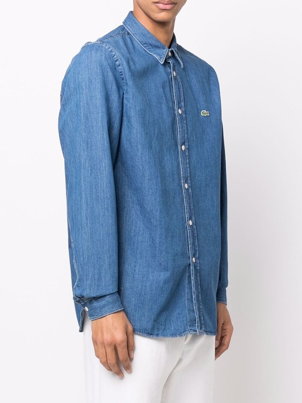 logo-patch denim shirt - 3