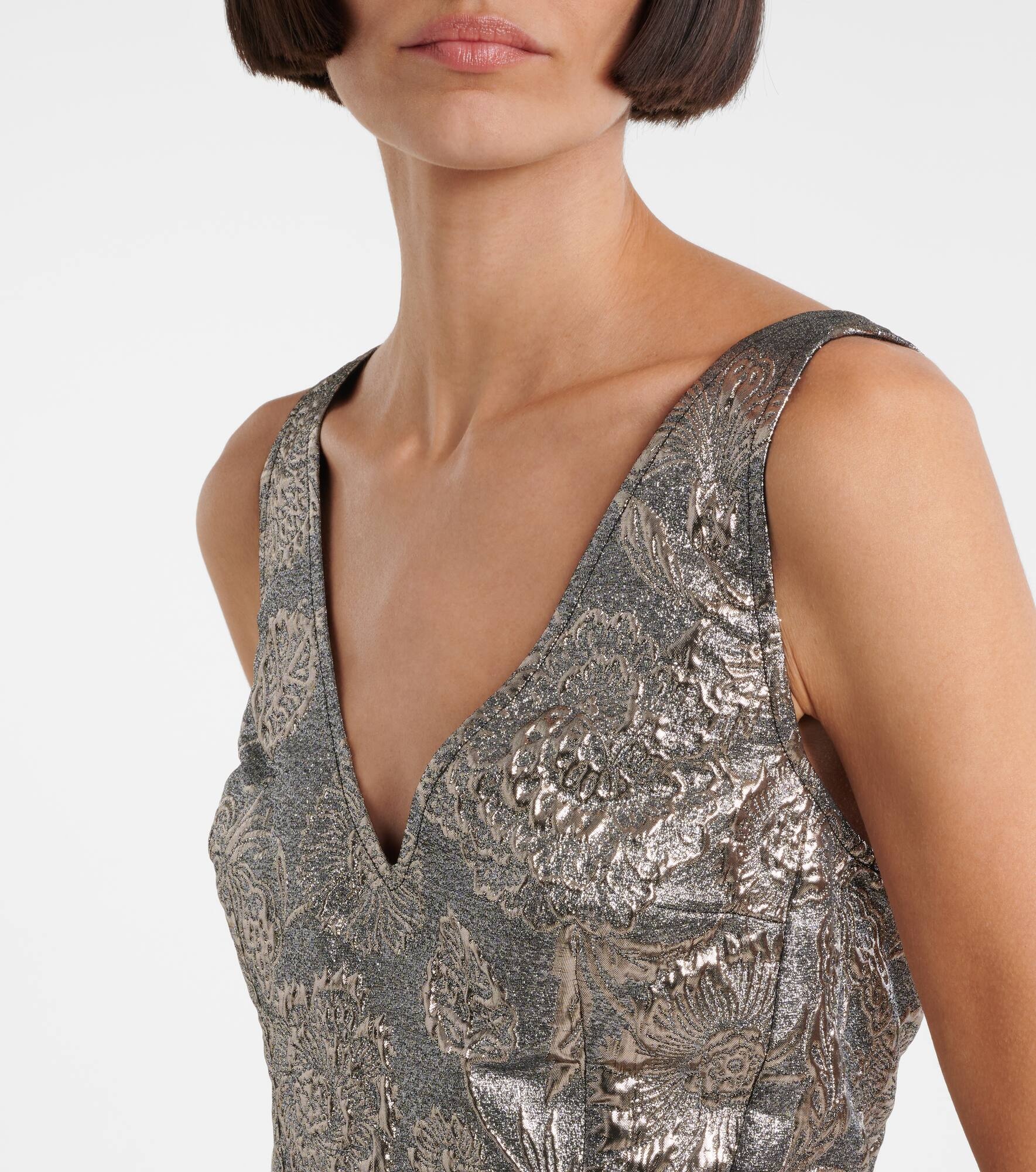 Floral brocade cocktail dress - 4