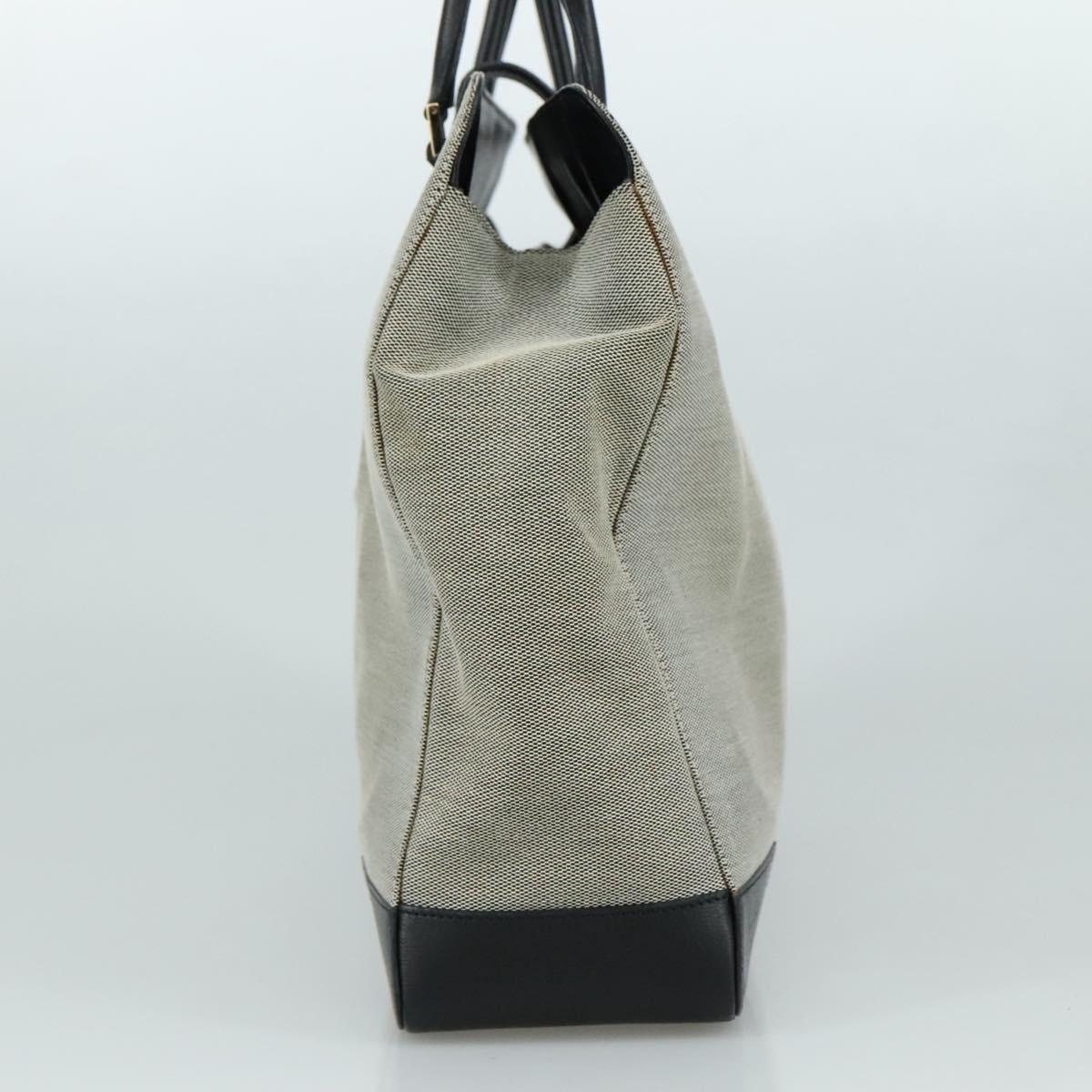 GUCCI Hand Bag Canvas Leather Gray Black Gold - 4