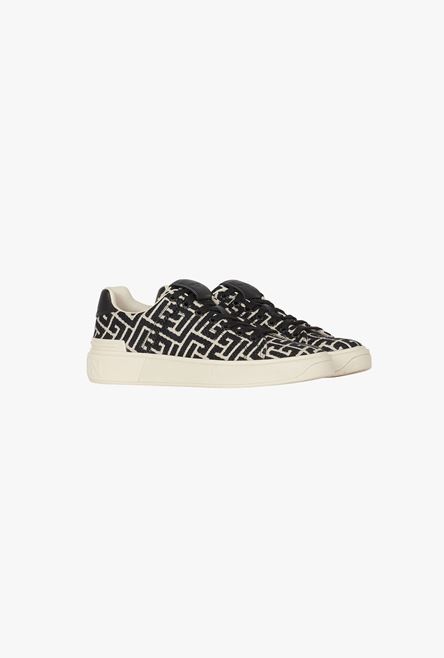 Ivory and black monogram jacquard B-Court sneakers - 2