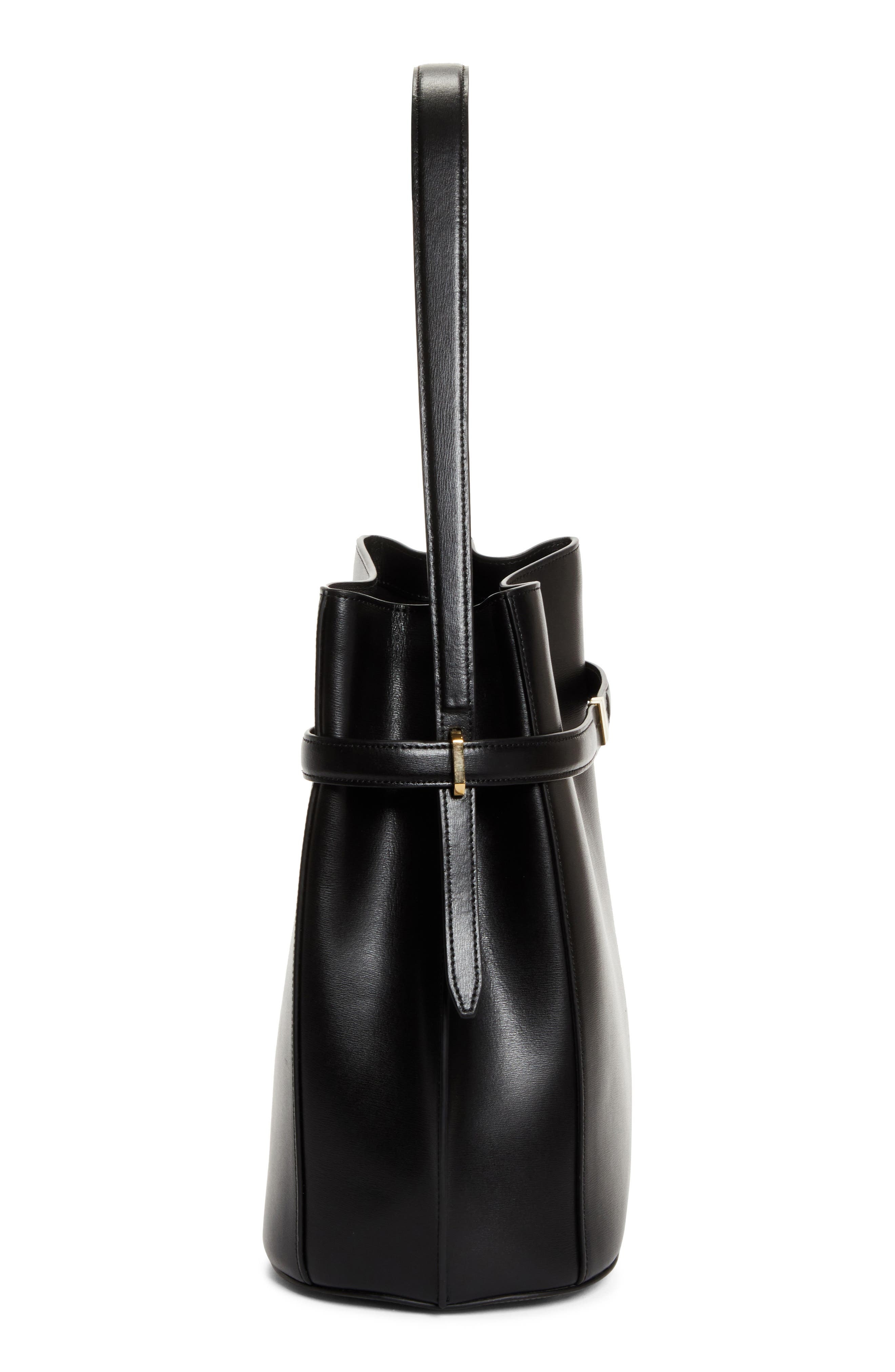 TOTEME Belted Leather Bucket Bag in Black at Nordstrom - 7