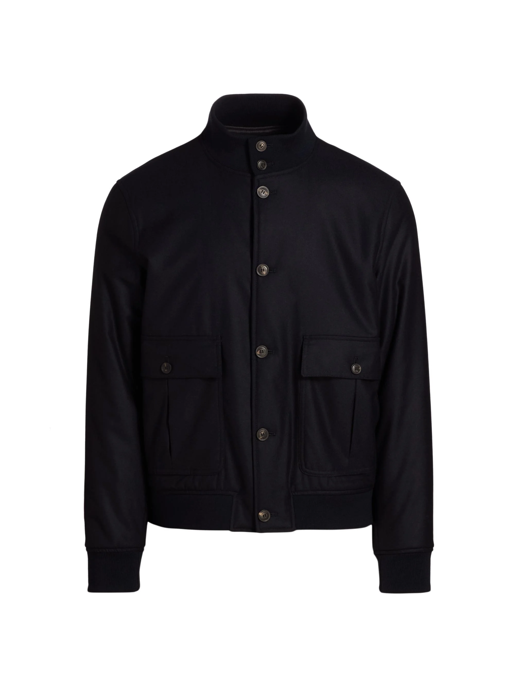 Men's Wool Bomber Jacket - Dark Navy - 1