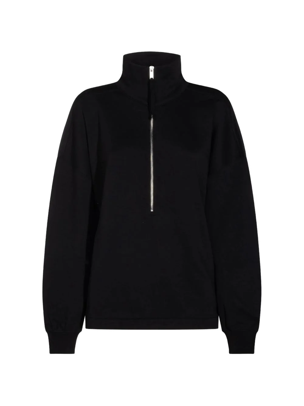 half-zip gathered-sleeve sweater - 1