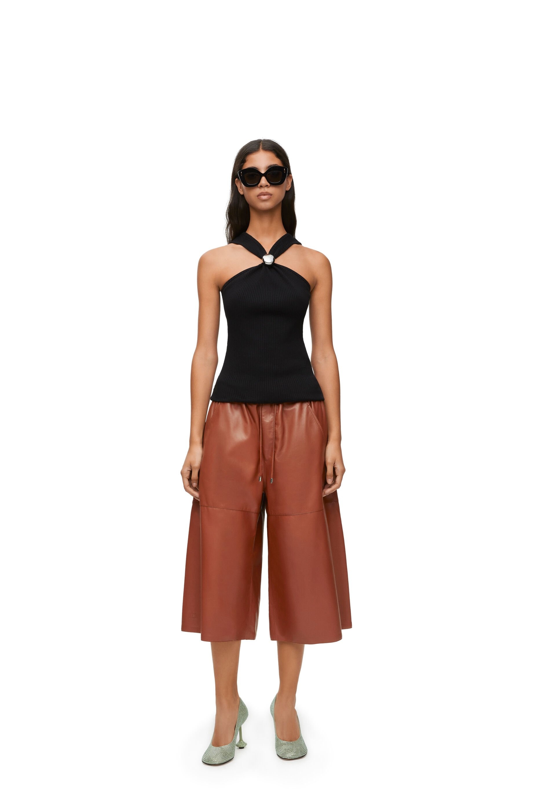 Cropped trousers in nappa lambskin - 2