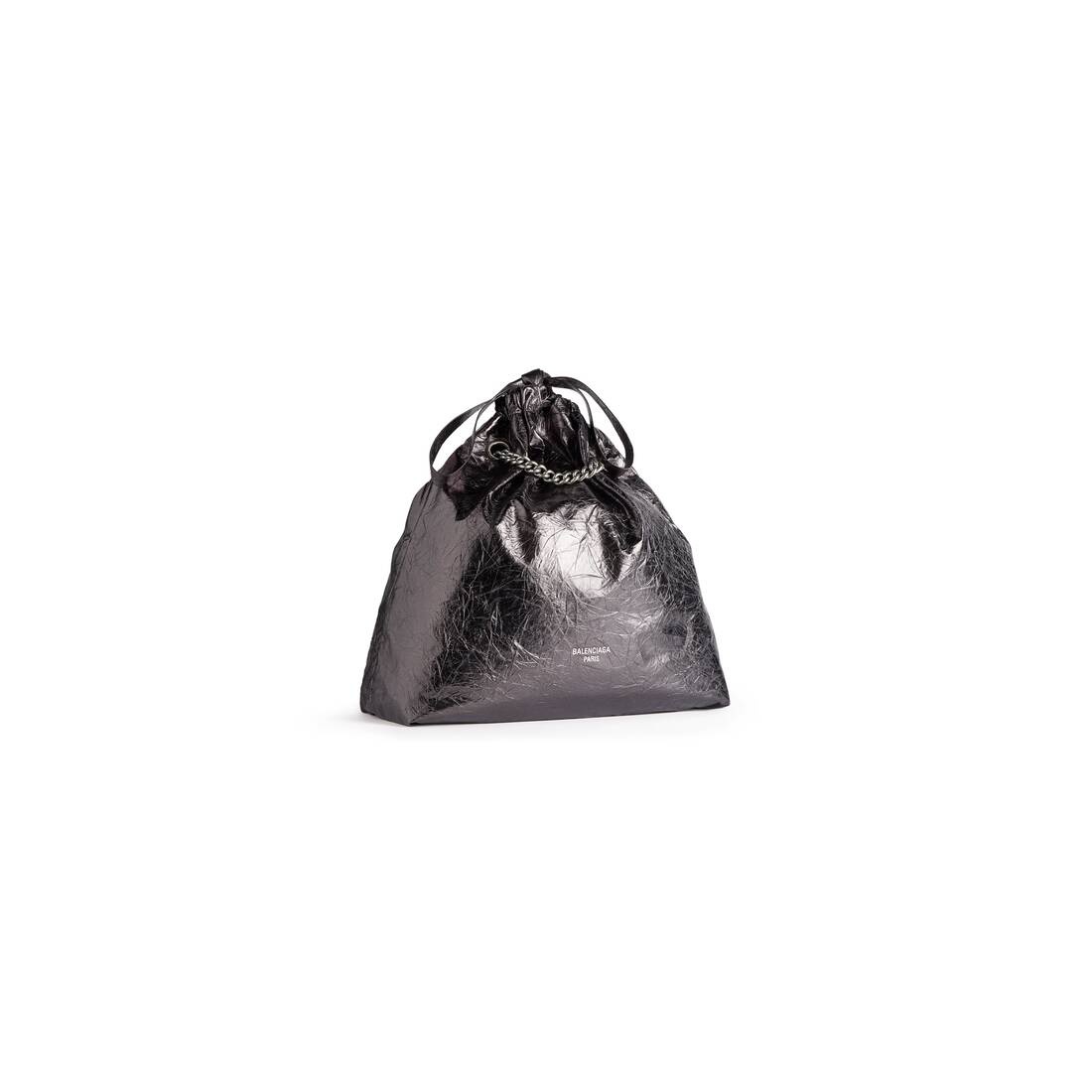 Women's Crush Medium Tote Bag Metallized in Grey - 2