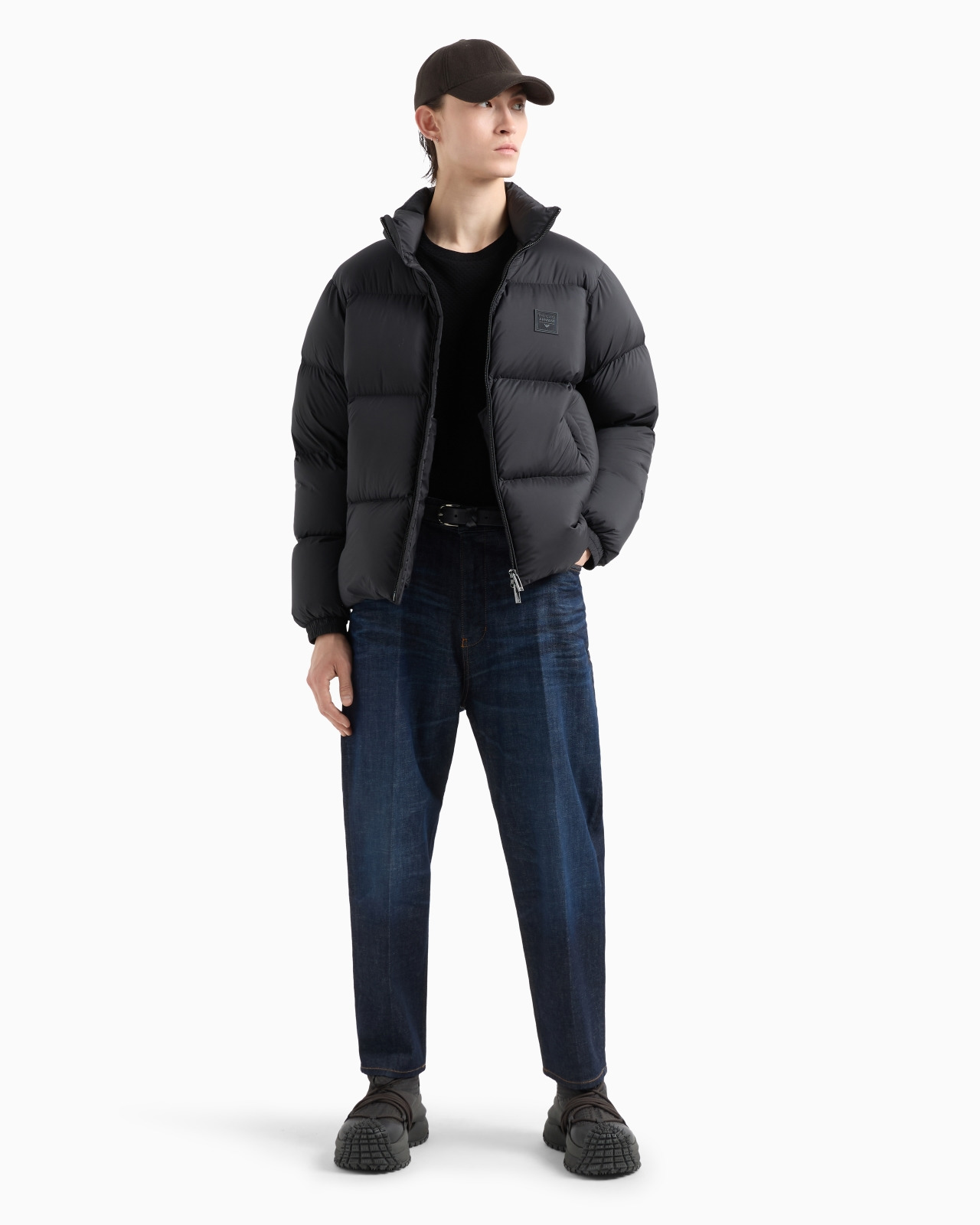 Nylon down jacket with full zip and rubberised logo patch - 4