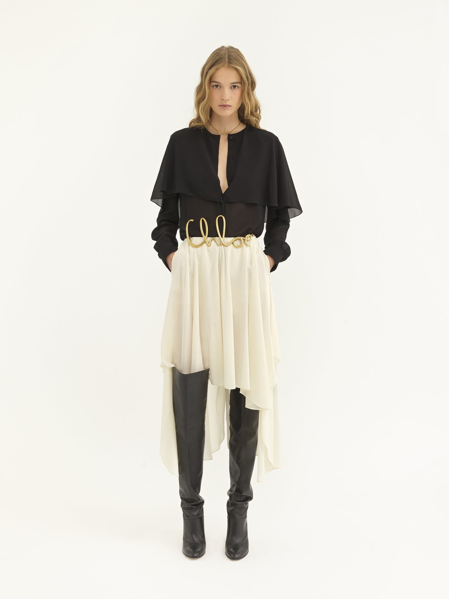 FLUID VOLANT SHORTS IN SILK GEORGETTE - 3