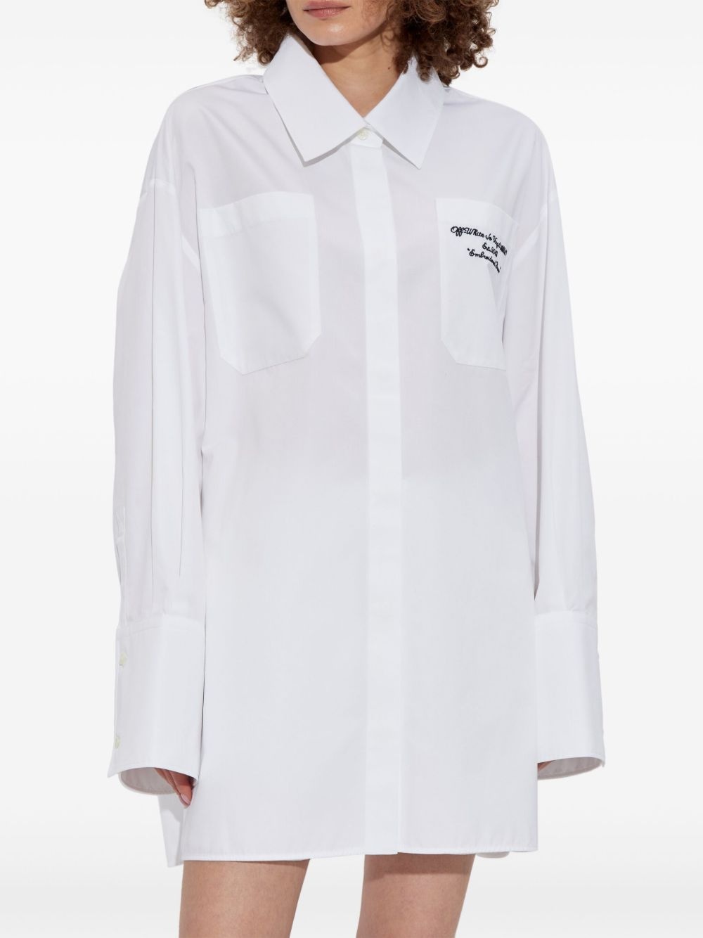 embroidered logo shirt dress - 3