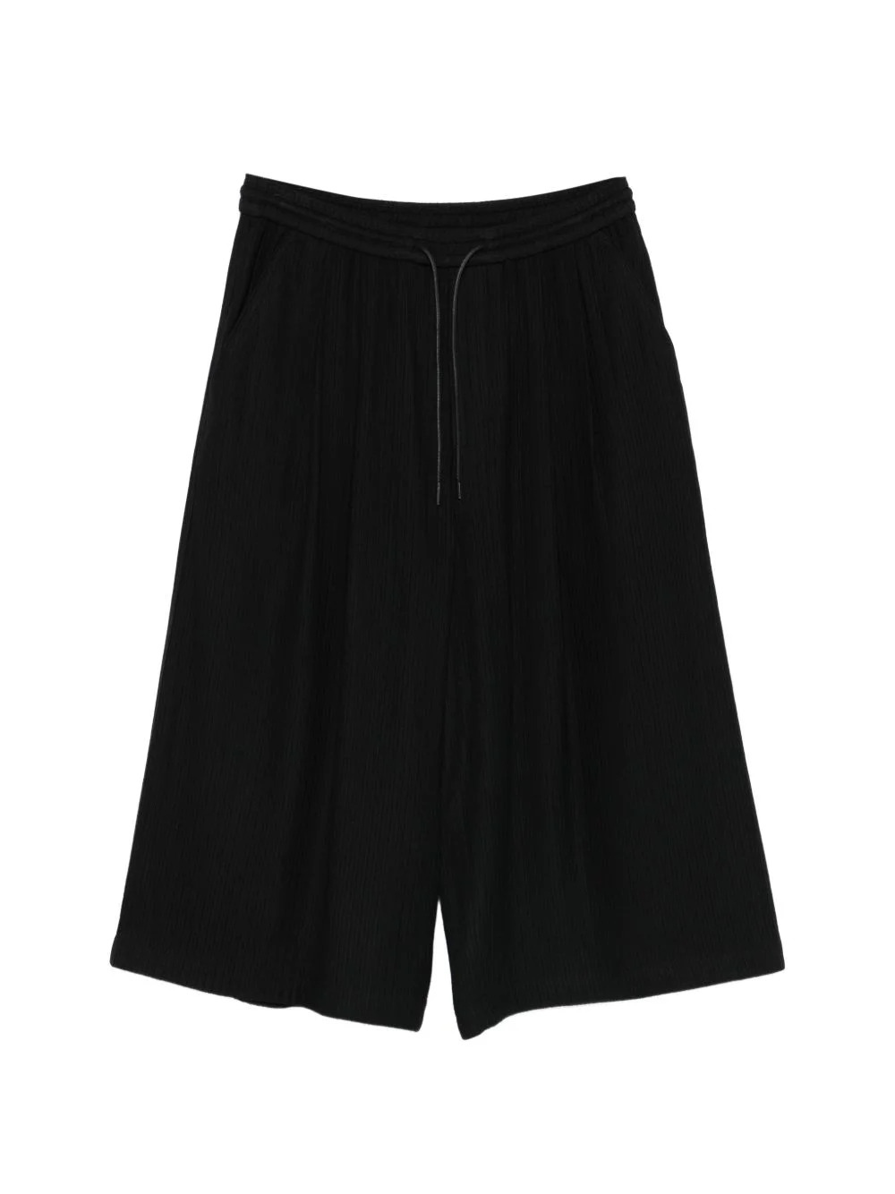 drawstring ribbed shorts - 1