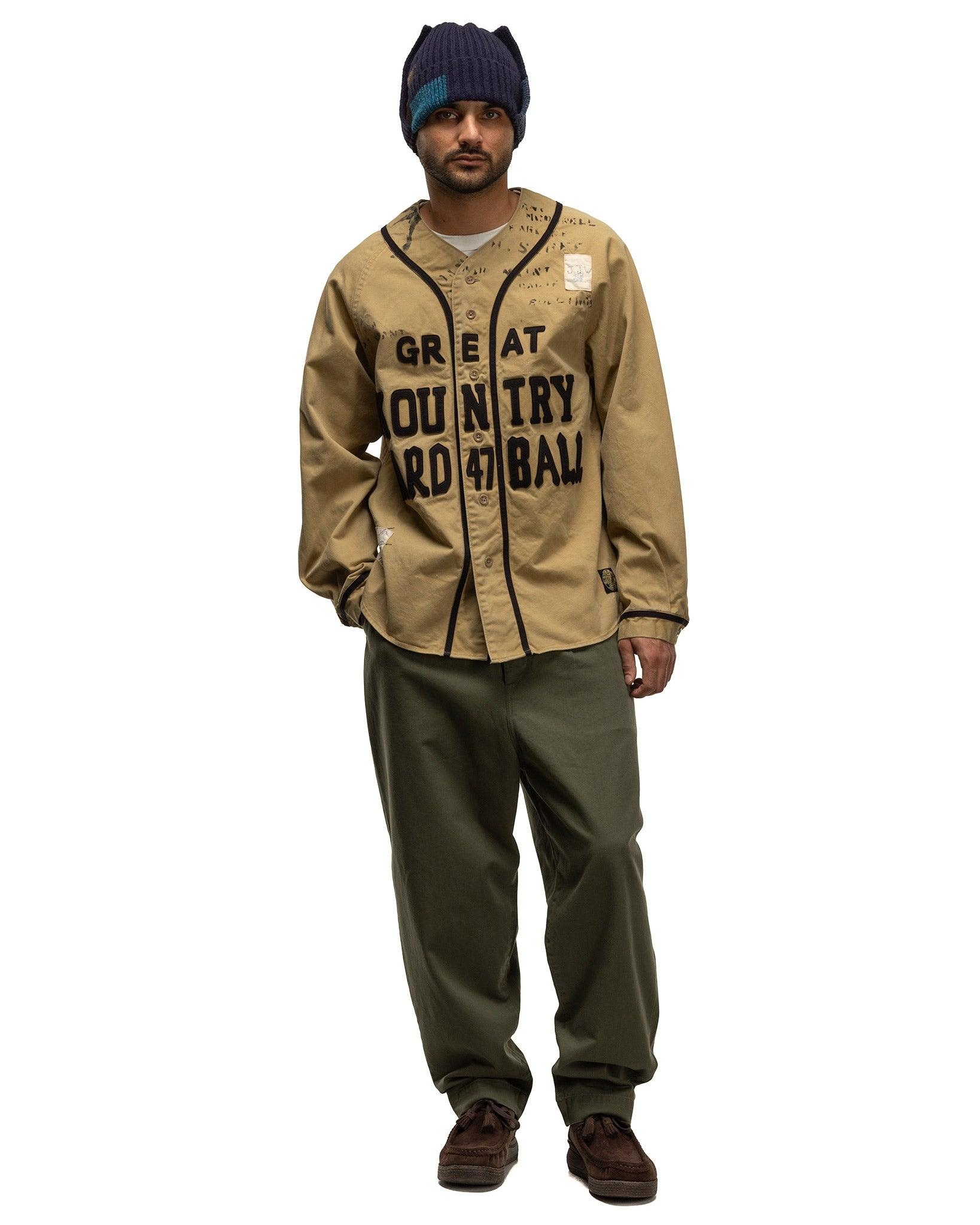 Chino GREAT KOUNTRY Damaged Baseball Long Sleeve Shirt Beige - 2