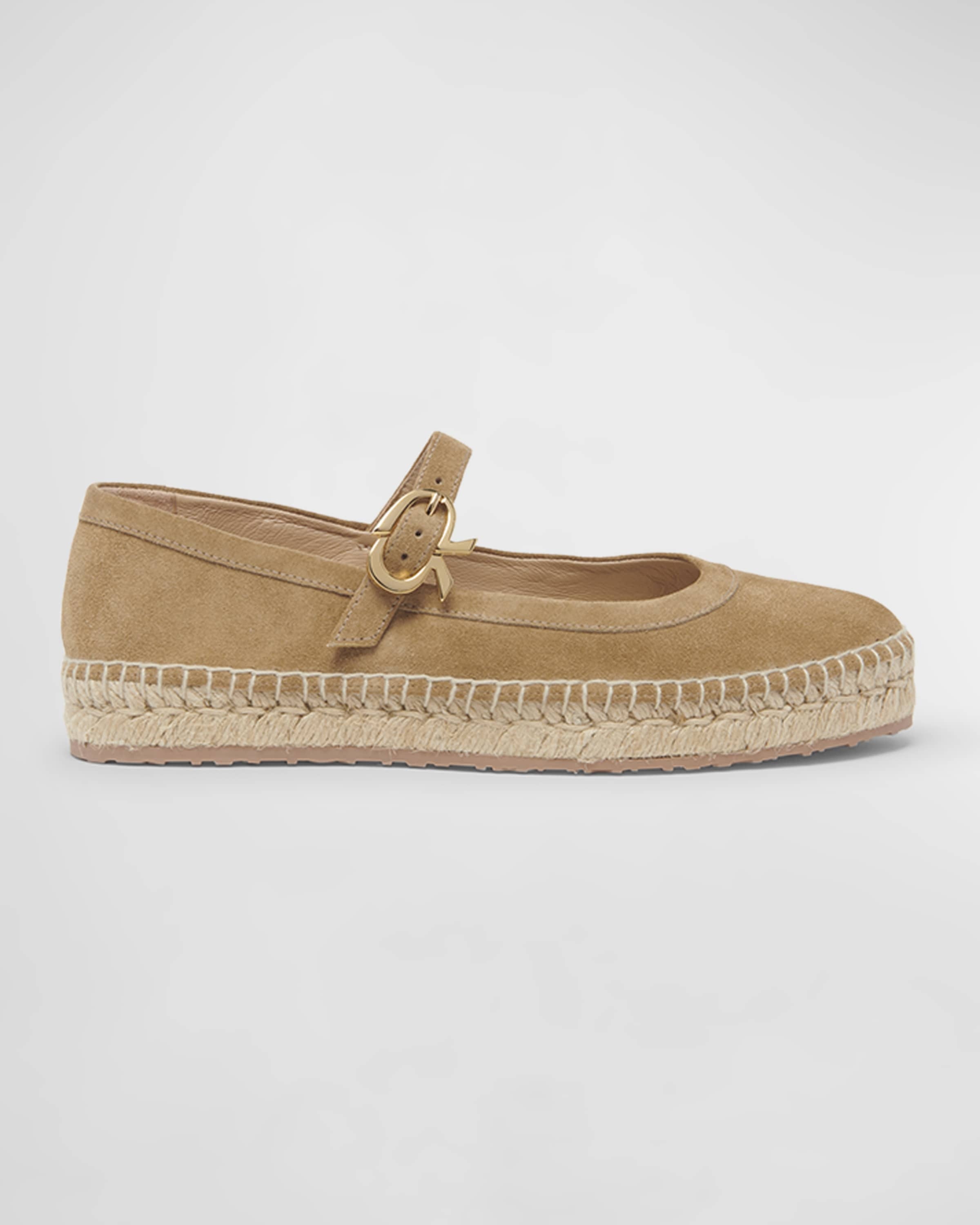 Suede Mary Jane Ballerina Espadrilles - 1