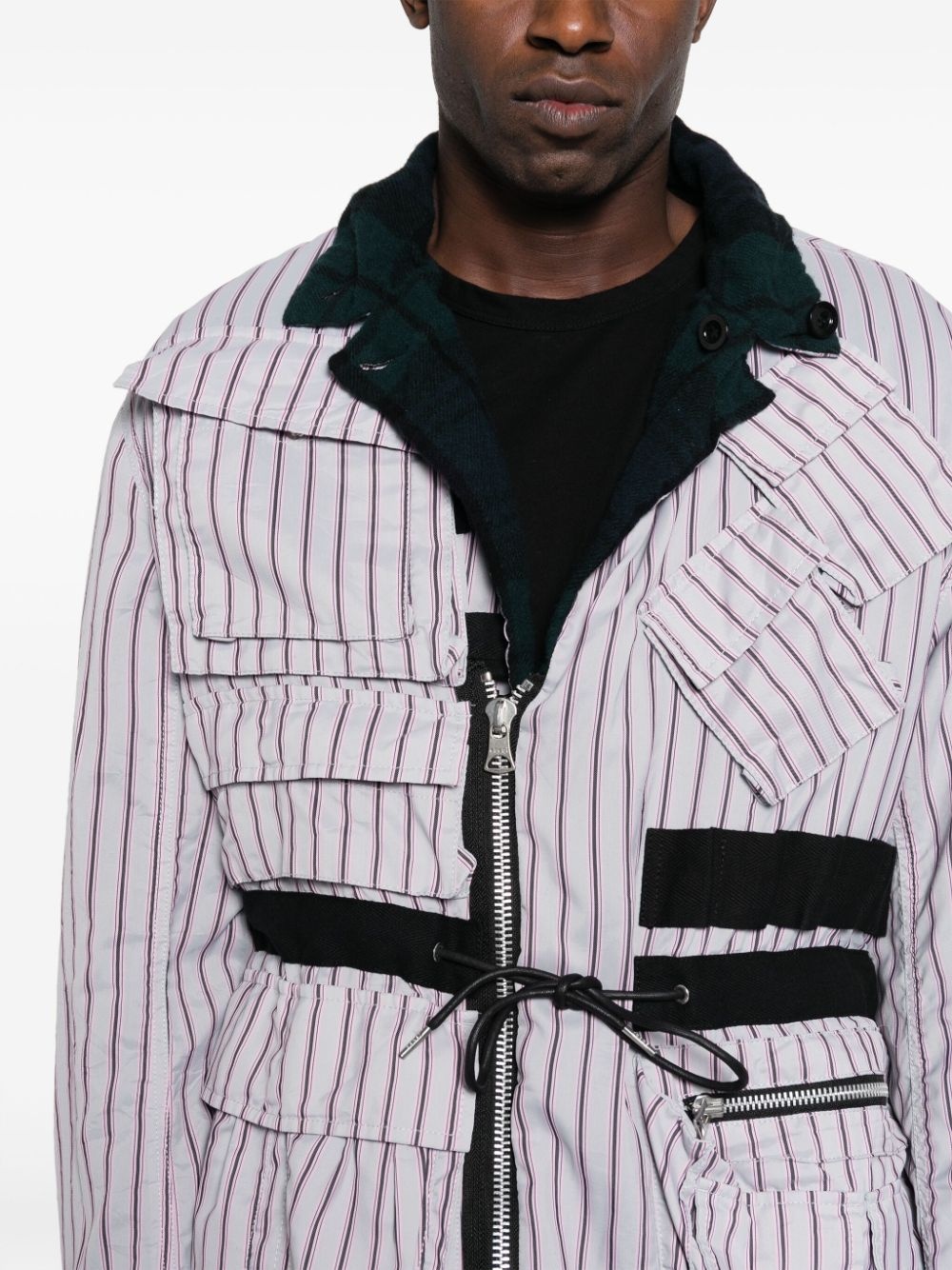 checked reversible wool jacket - 6