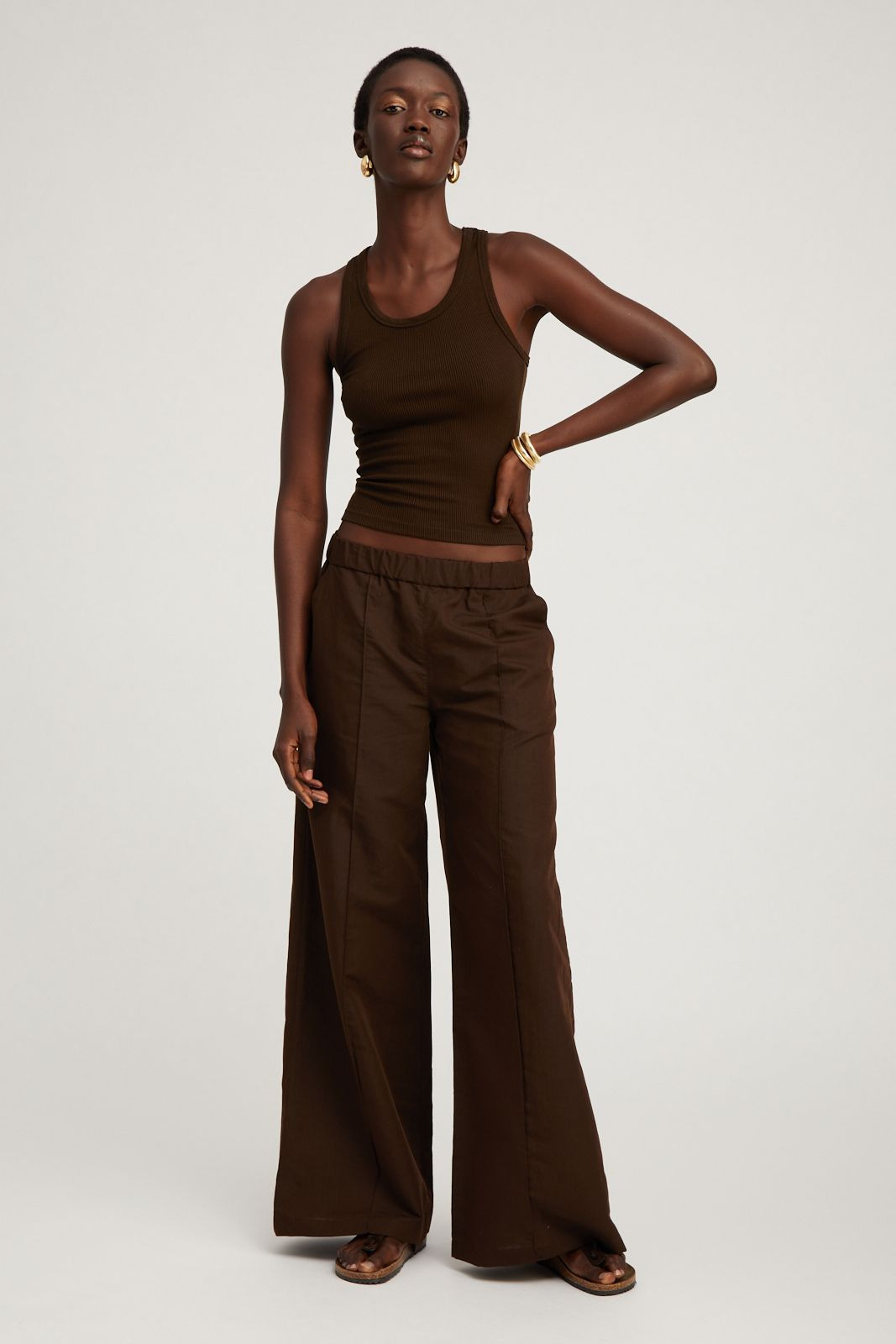 AMERICANO LINEN WIDE LEG PINTUCK TROUSERS - 3