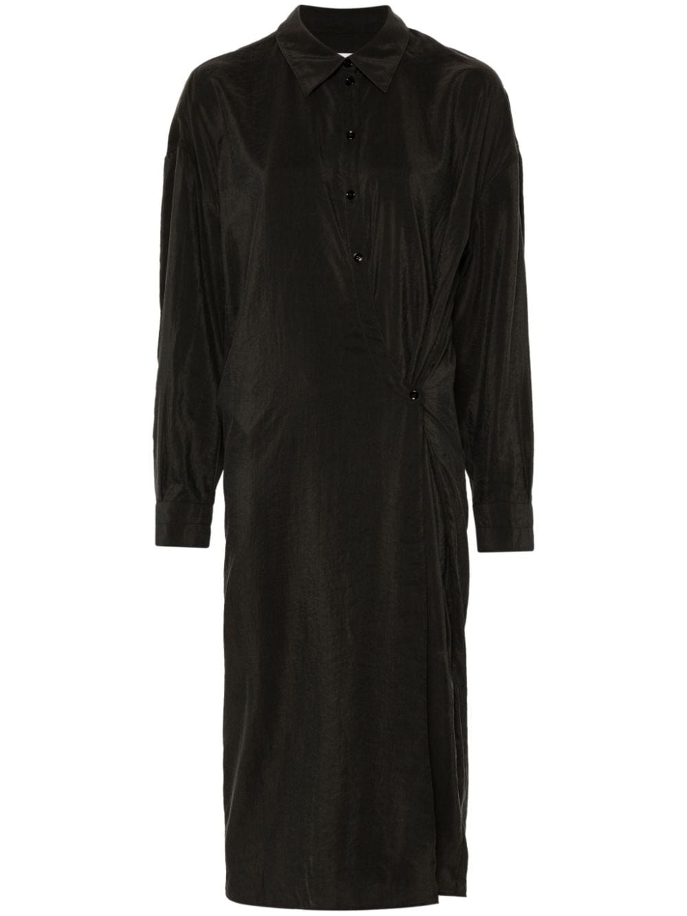 twisted straight-collar dress - 1