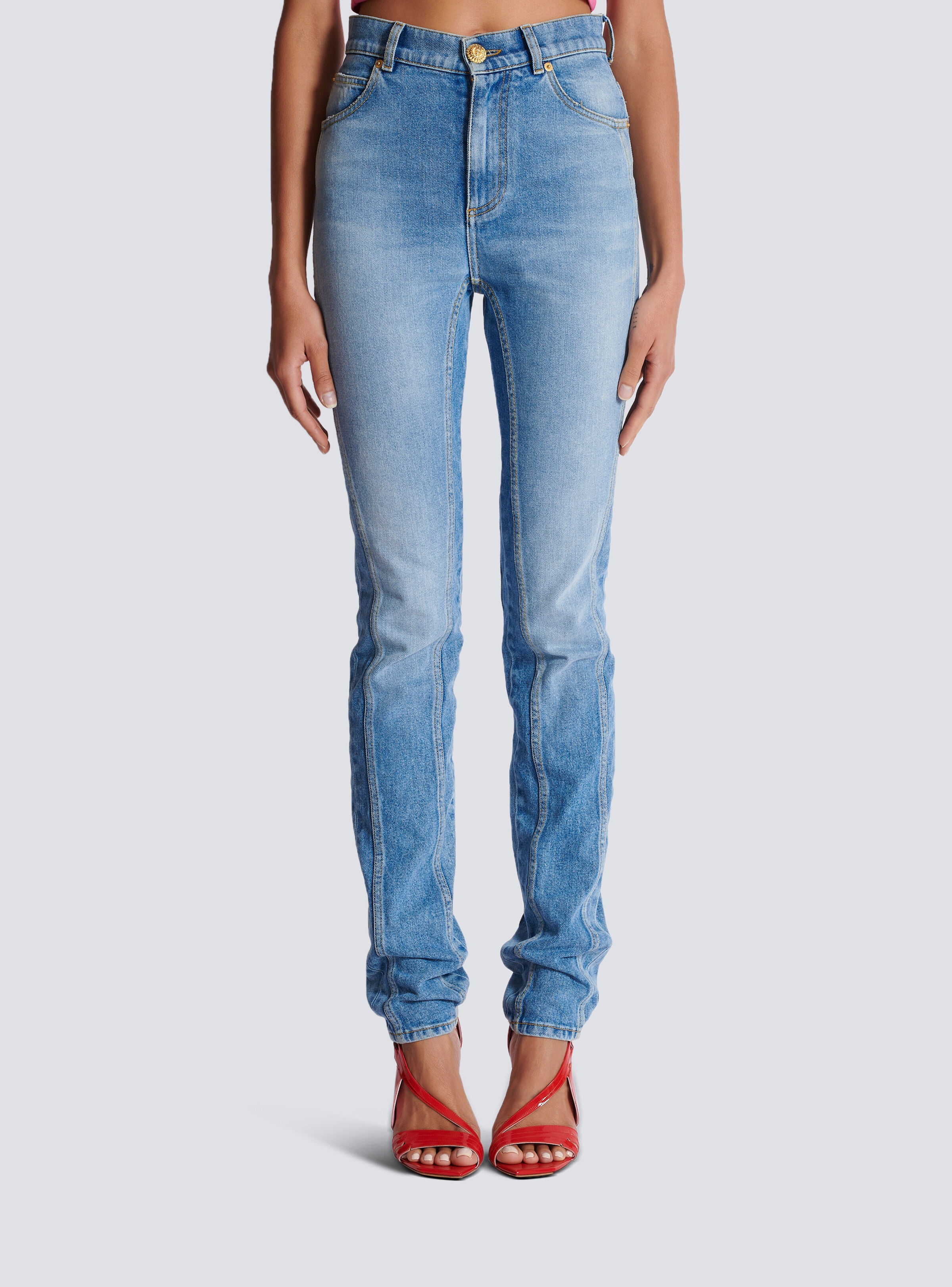 Light blue denim slim-fit jeans - 5