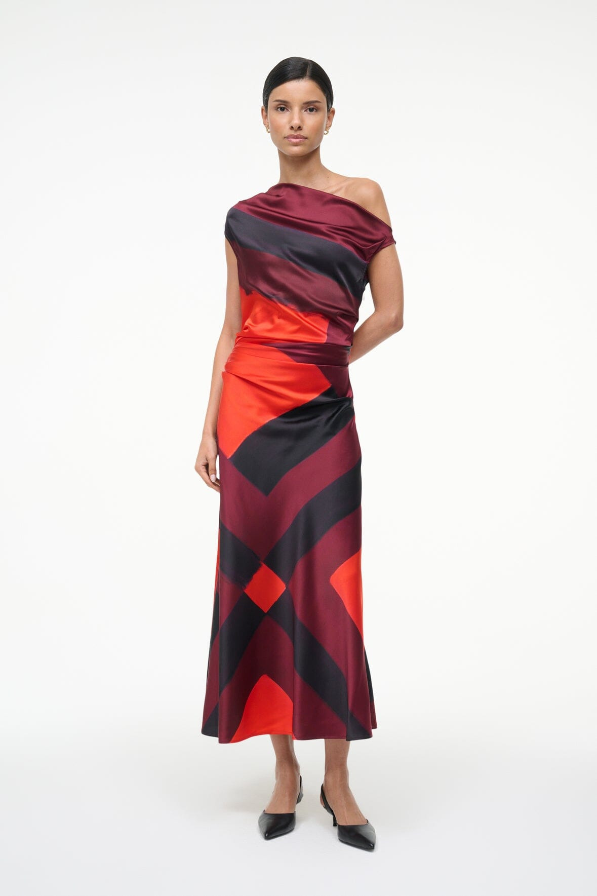 STAUD PHARE SILK DRESS RUBY PRISM - 6