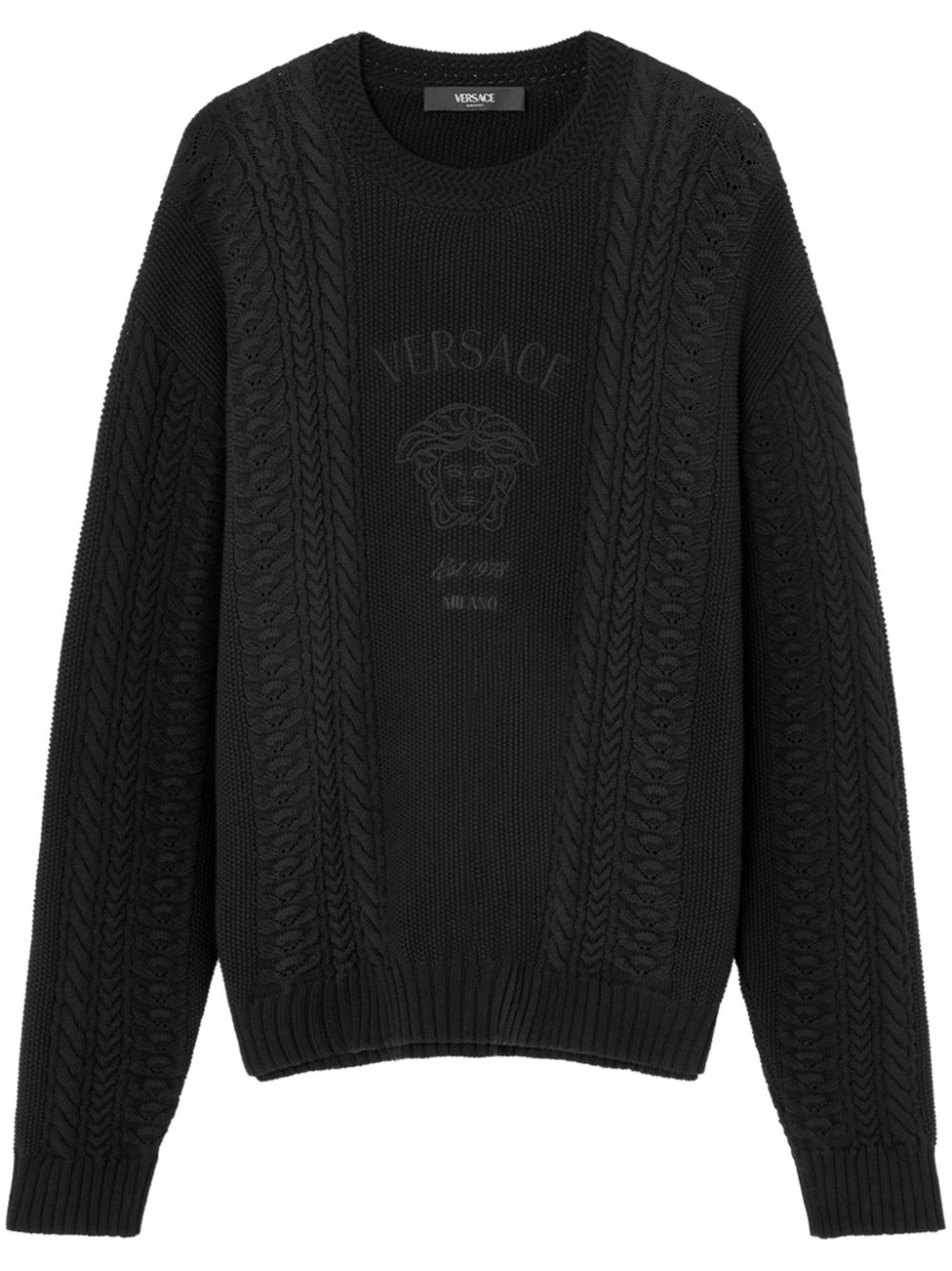 Black Medusa Milano Cable-Knit Sweater - 1