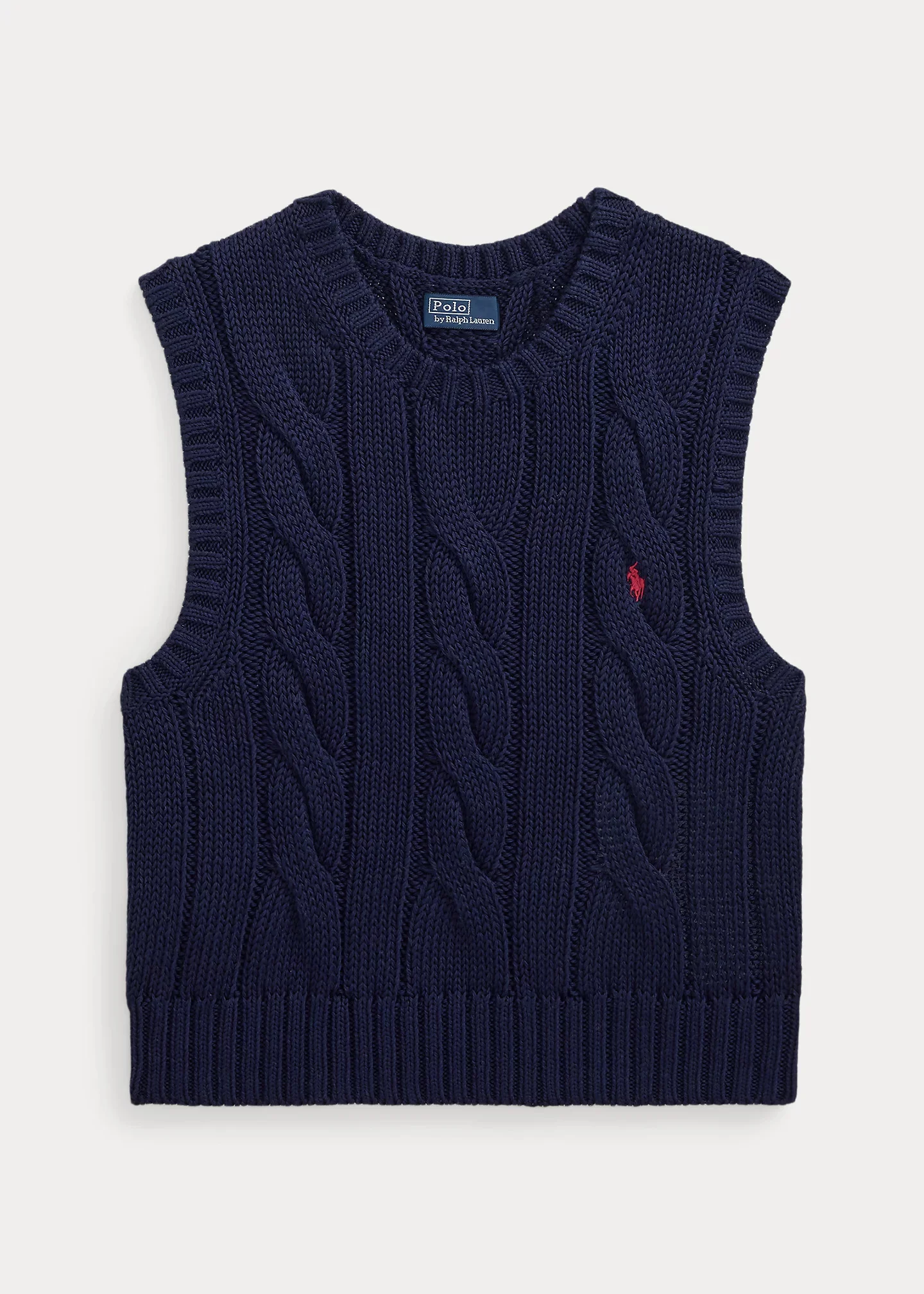 Cable-Knit Cotton Cropped Vest - 1