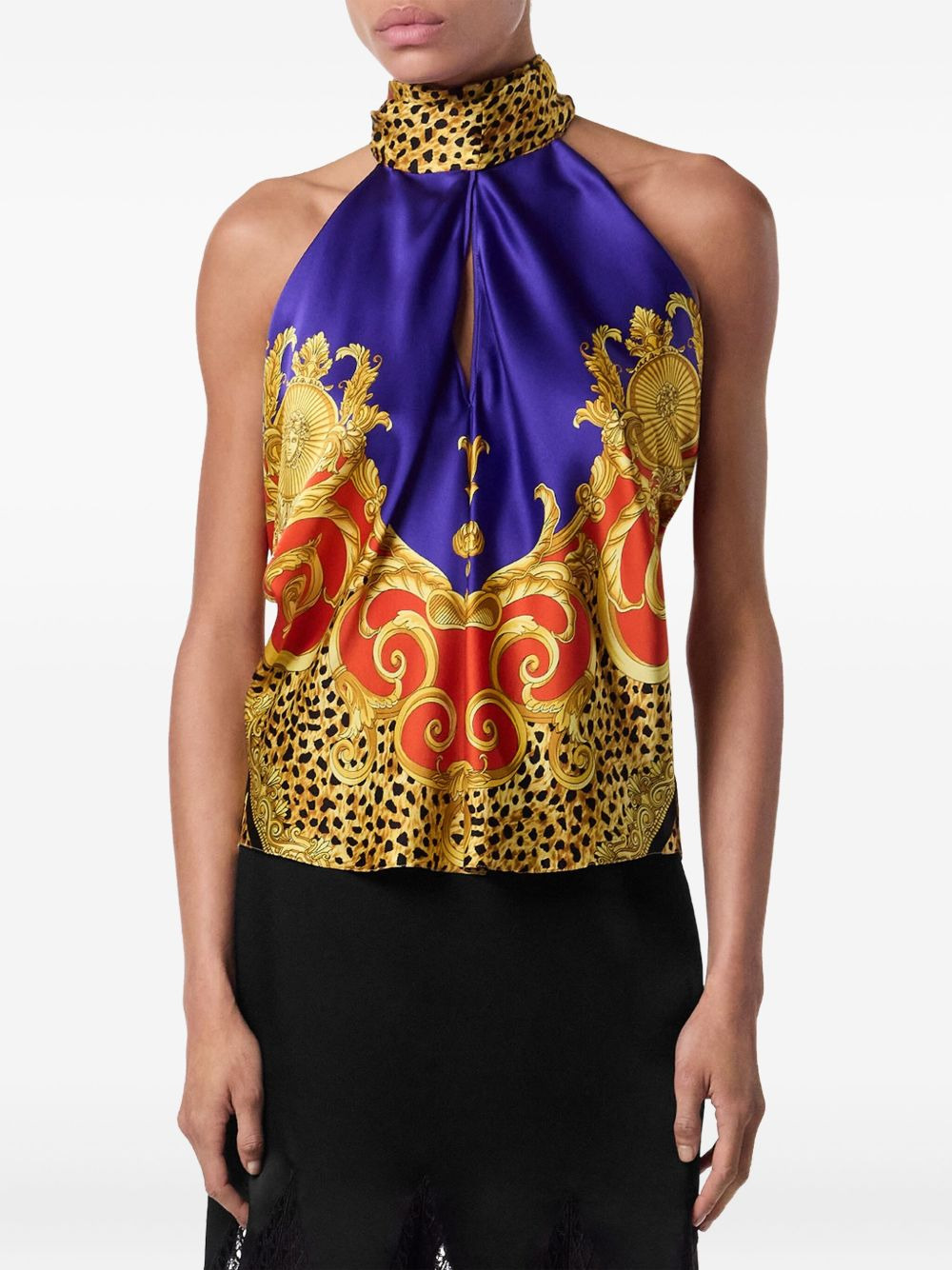 baroque-print halterneck top - 3