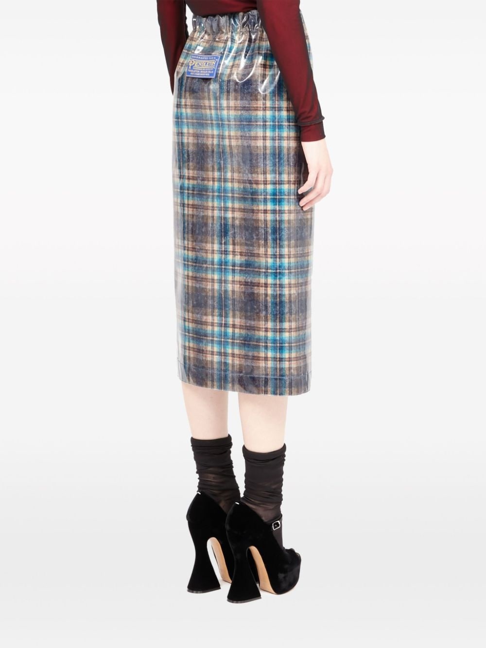 x Pendleton checked lacquered skirt - 5