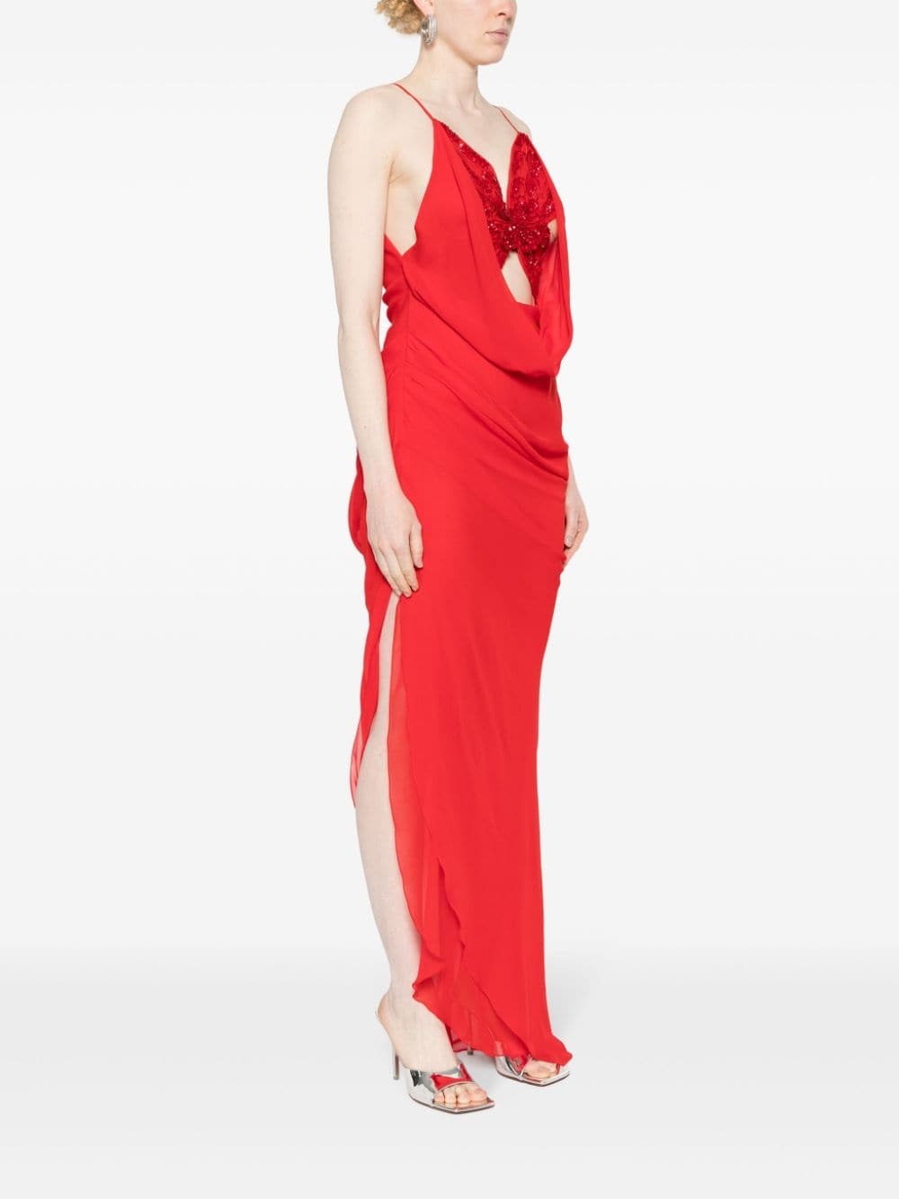 butterfly crepe asymmetric dress - 3