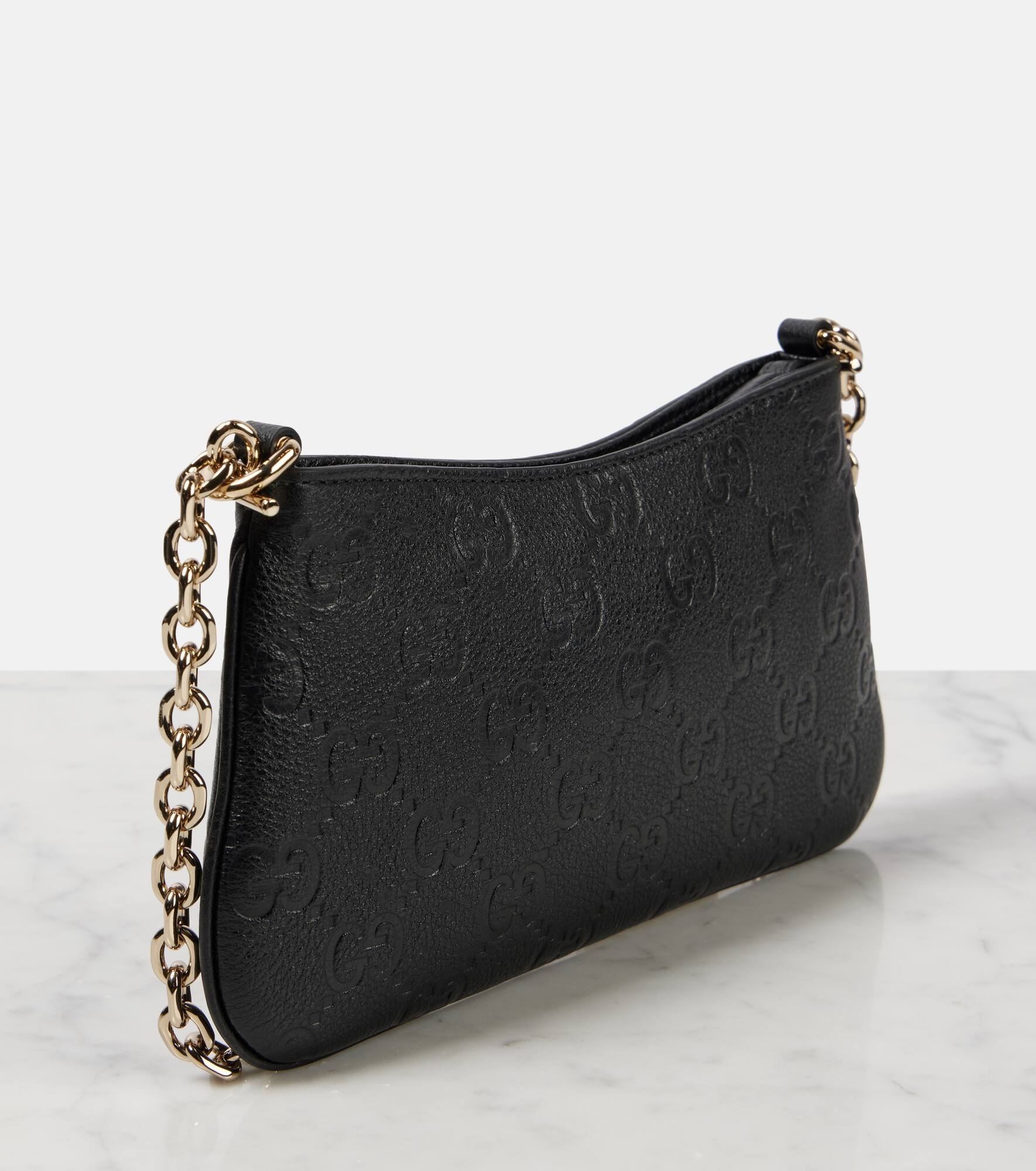 GG Super Mini debossed leather shoulder bag - 4