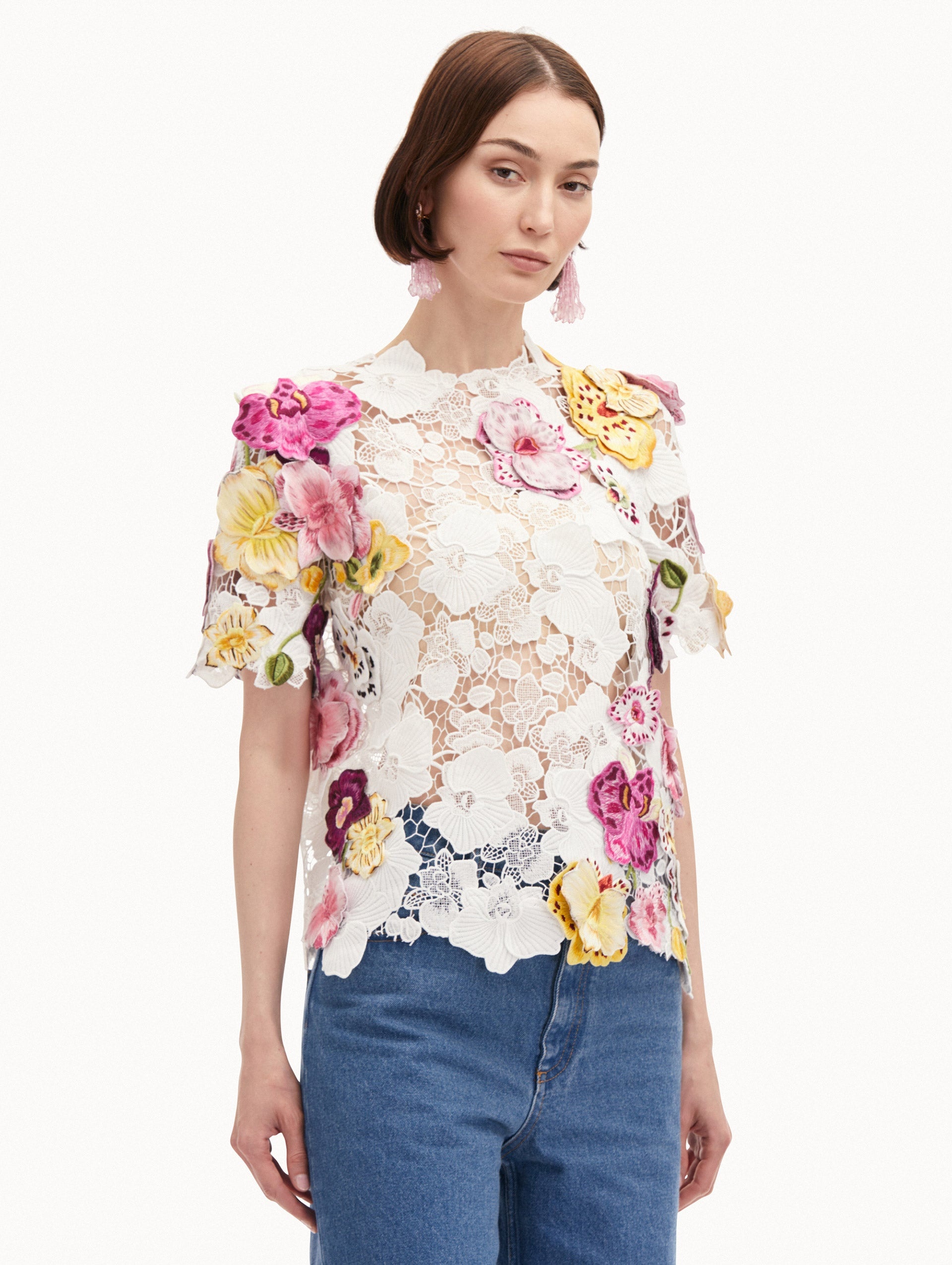 ORCHID EMBROIDERED GUIPURE BLOUSE - 5