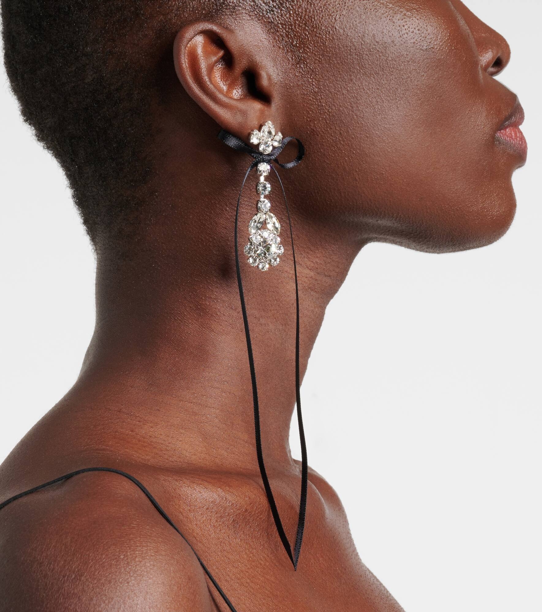 Bow-detail embellished drop earrings - 6