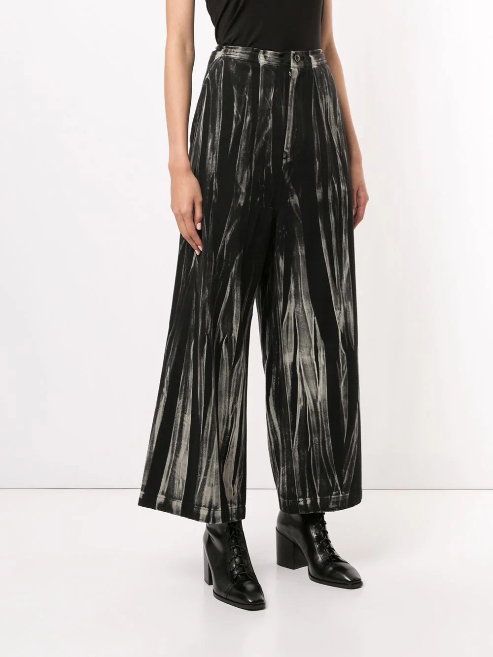 abstract-print wide-leg culottes - 3