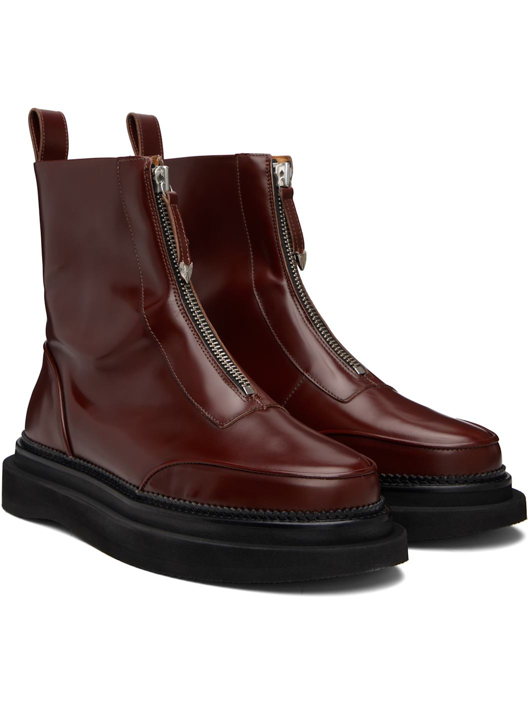 Brown Leather AJ1430 Zip-Up Boots - 4