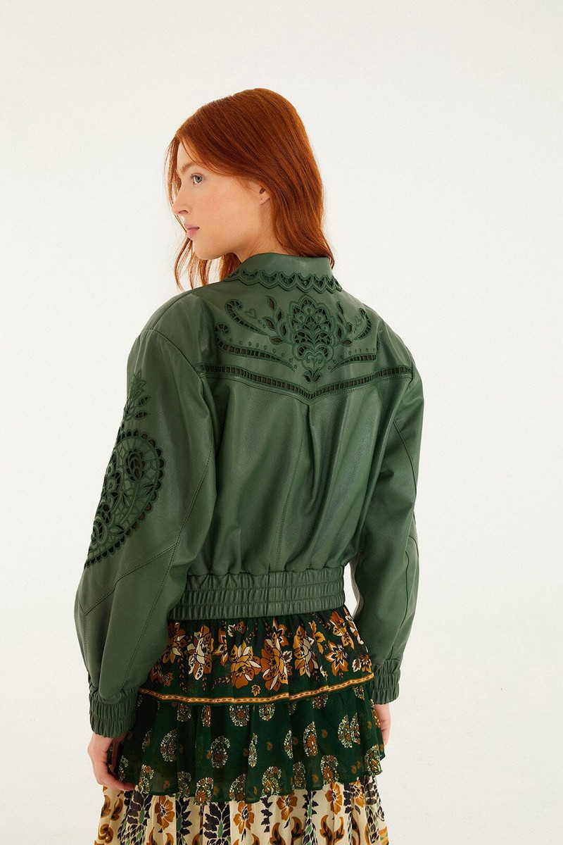 Green Richelieu Heart Leather Jacket 4