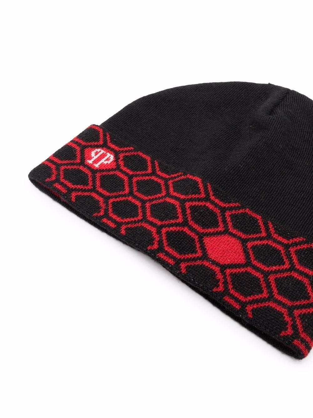 hexagon-pattern logo knit beanie - 2