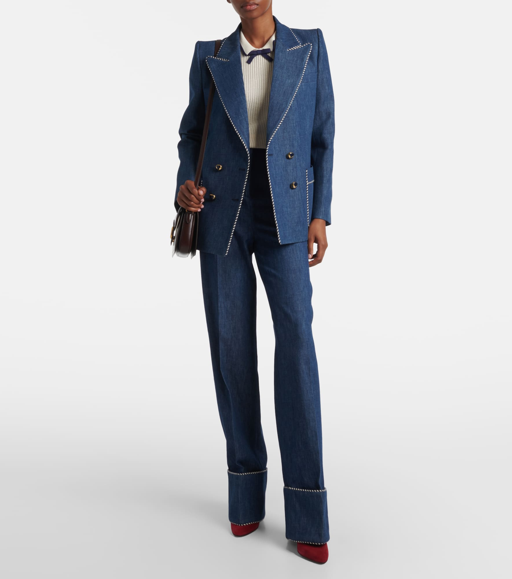 Double-breasted chambray blazer - 2