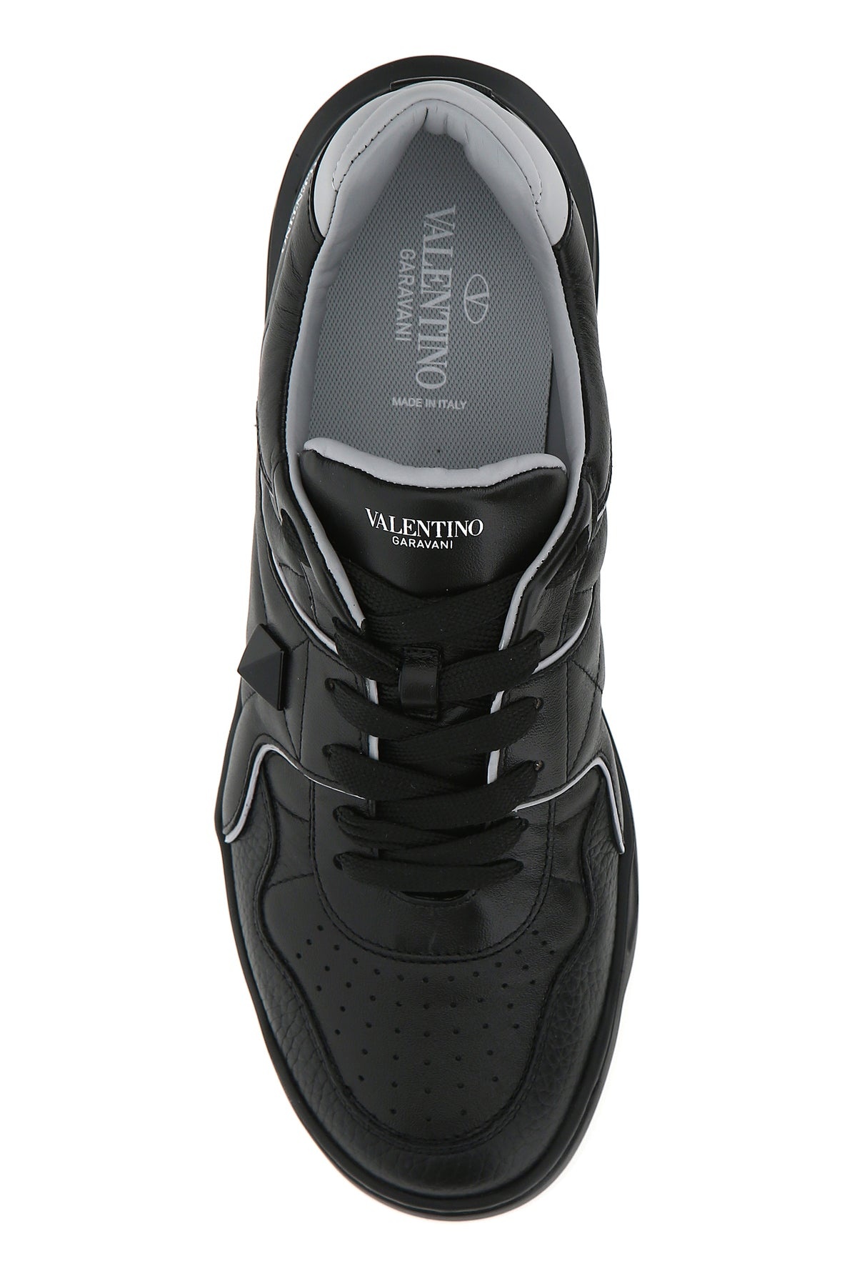 Black nappa leather One Stud sneakers - 4