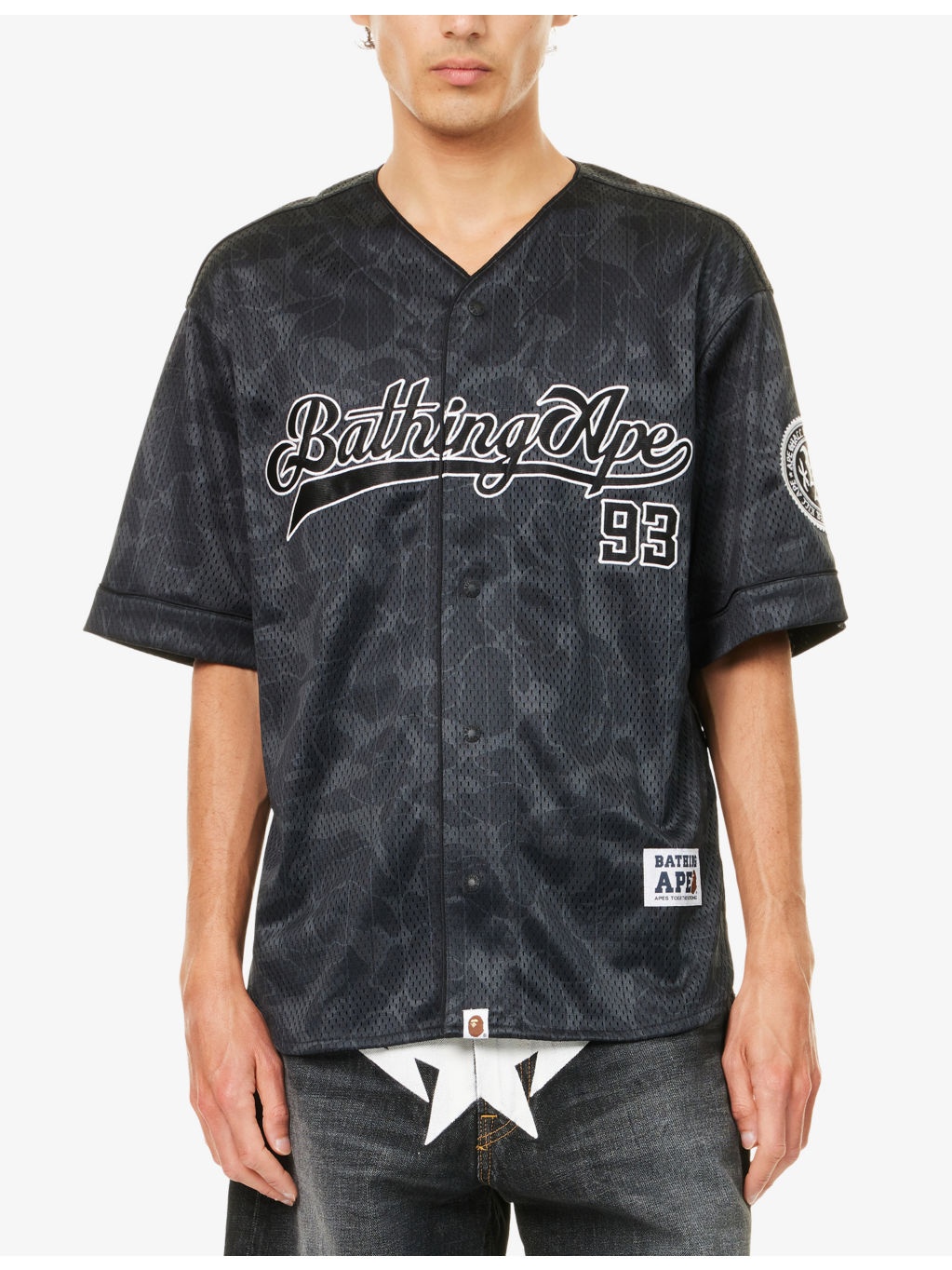 Logo-Embellished Perforated Woven Baseball Shirt - 3